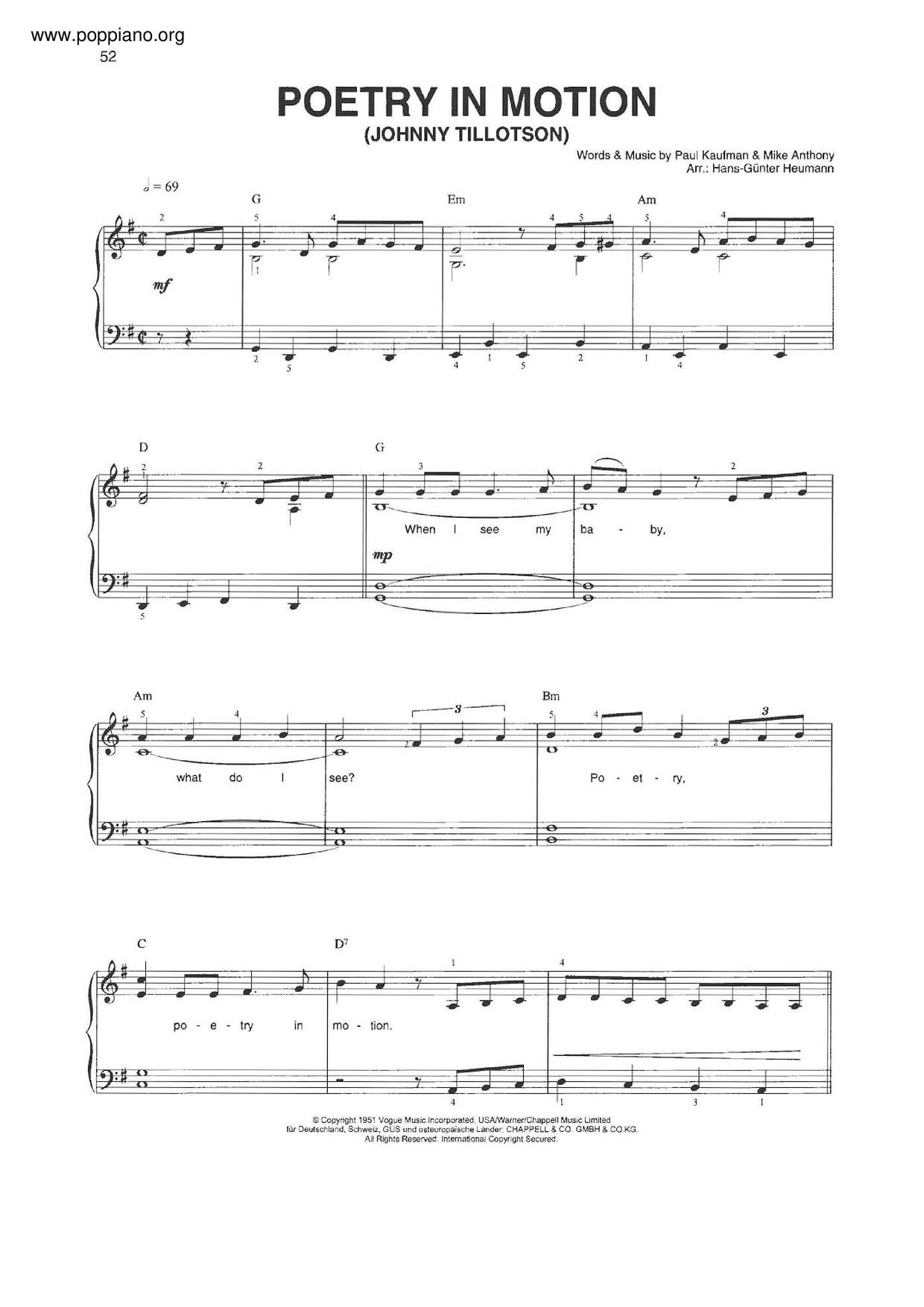 Poetry In Motion Score