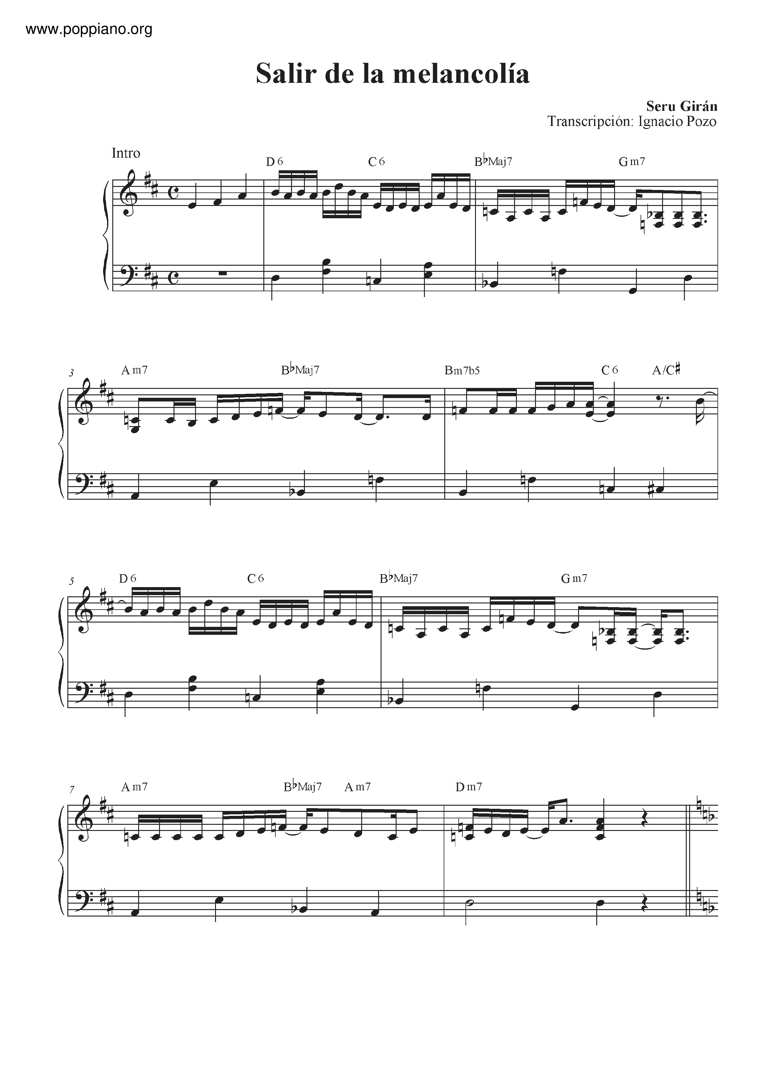 Salir De La Melancolia Score
