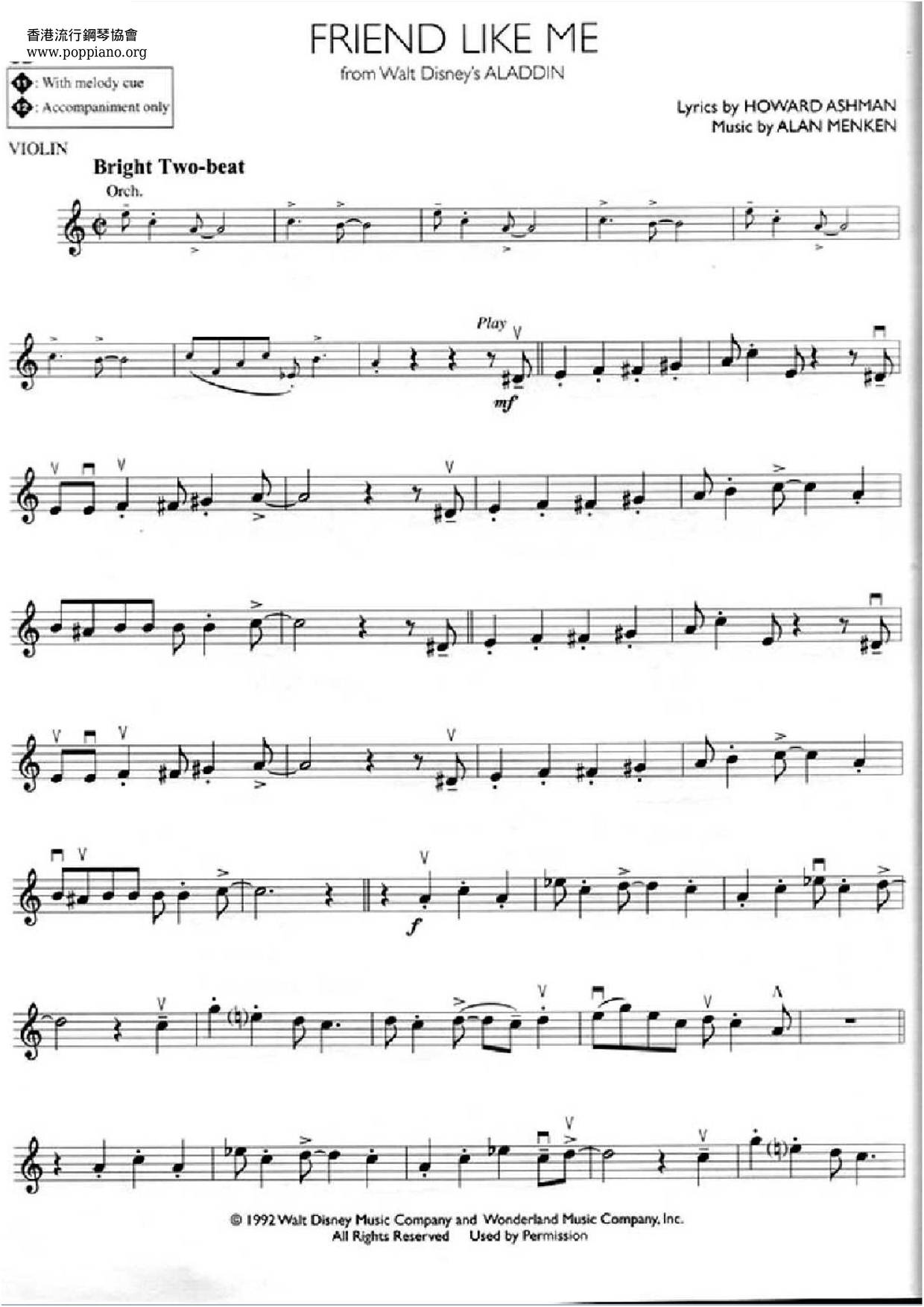 boks Genbruge symptom ☆ Movie Soundtrack-Aladdin - Friend Like Me Violin Score pdf, - Free Score  Download ☆