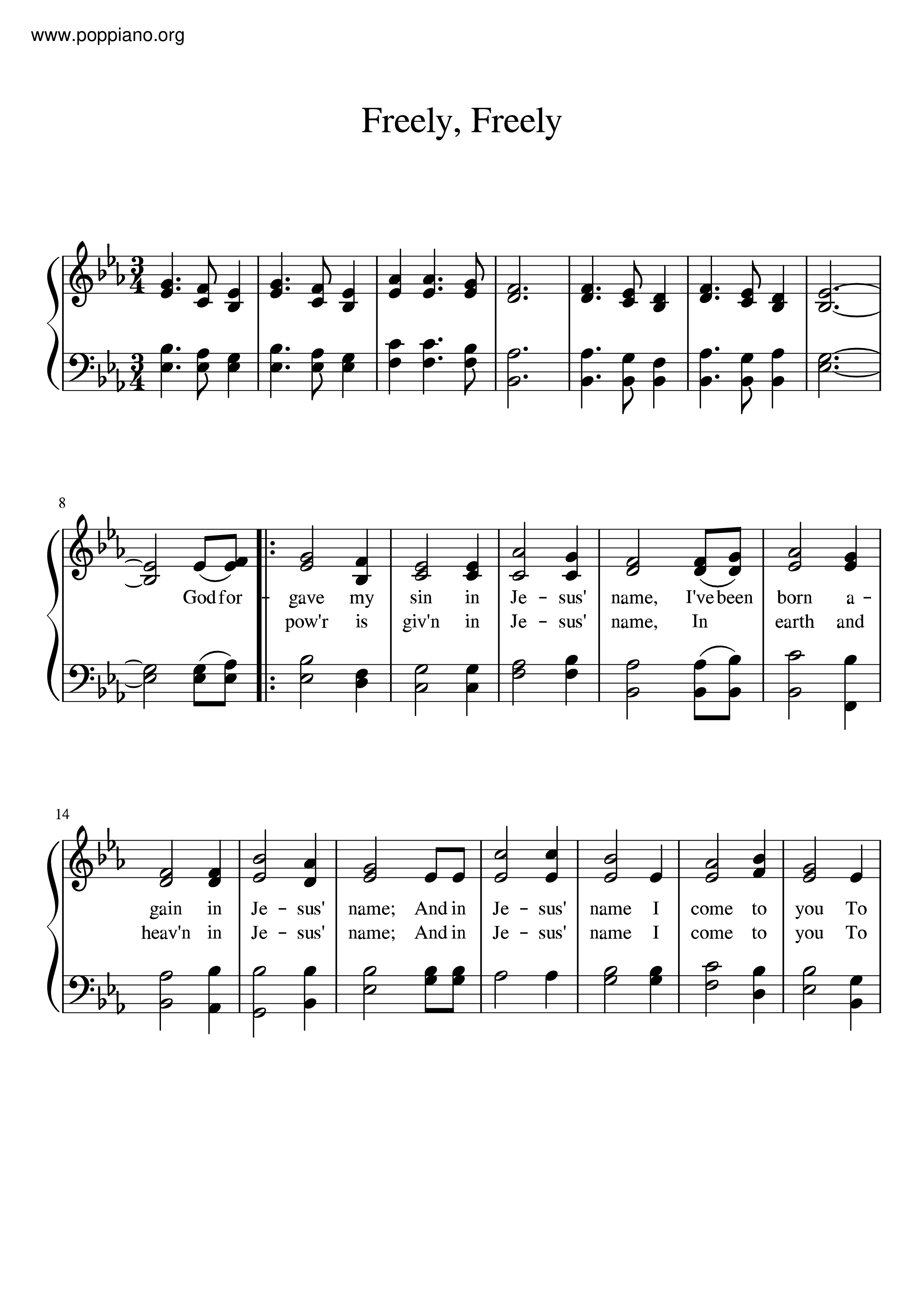 Freely, Freely Score