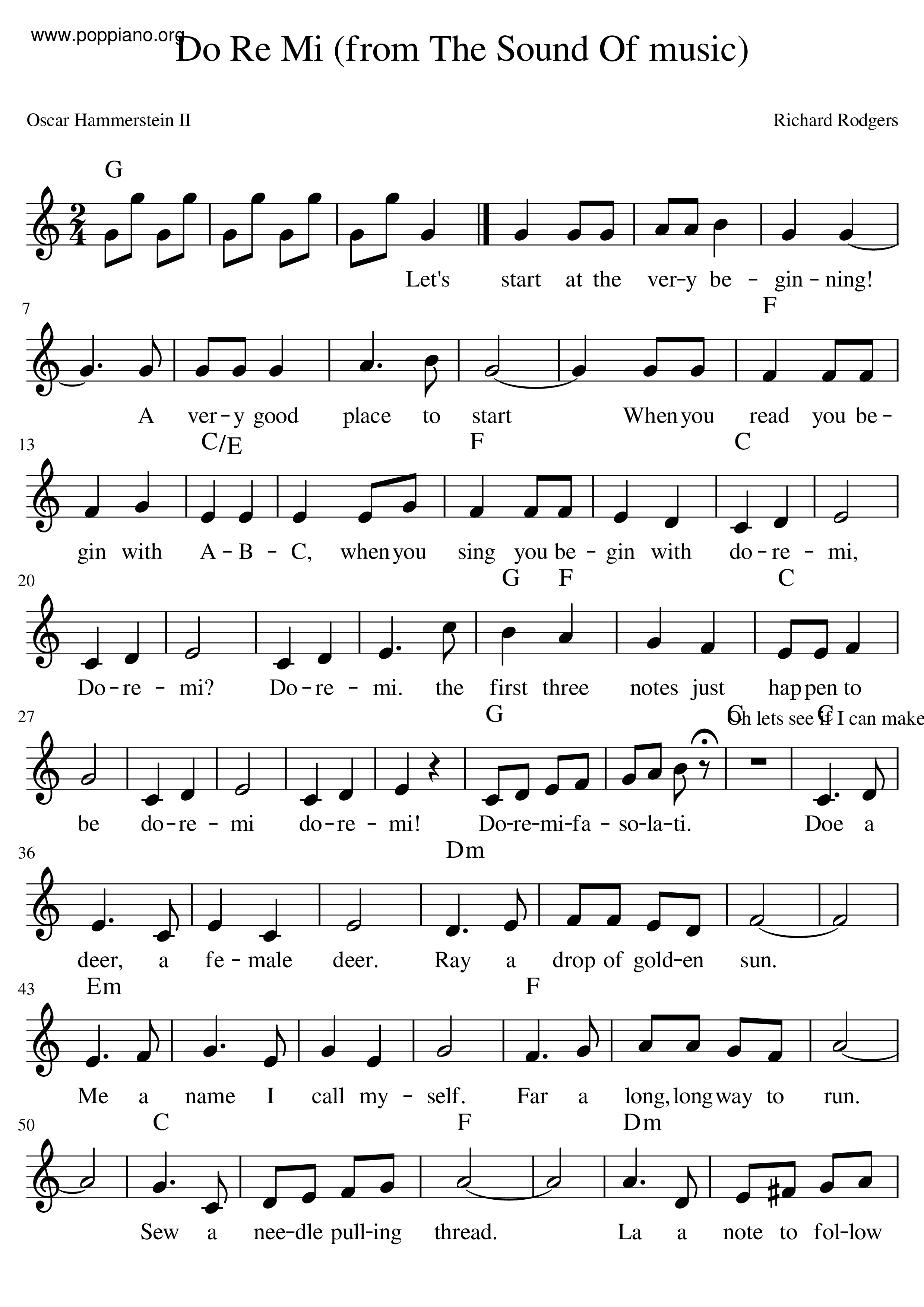 The Sound Of Music - Do-Re-Mi Score
