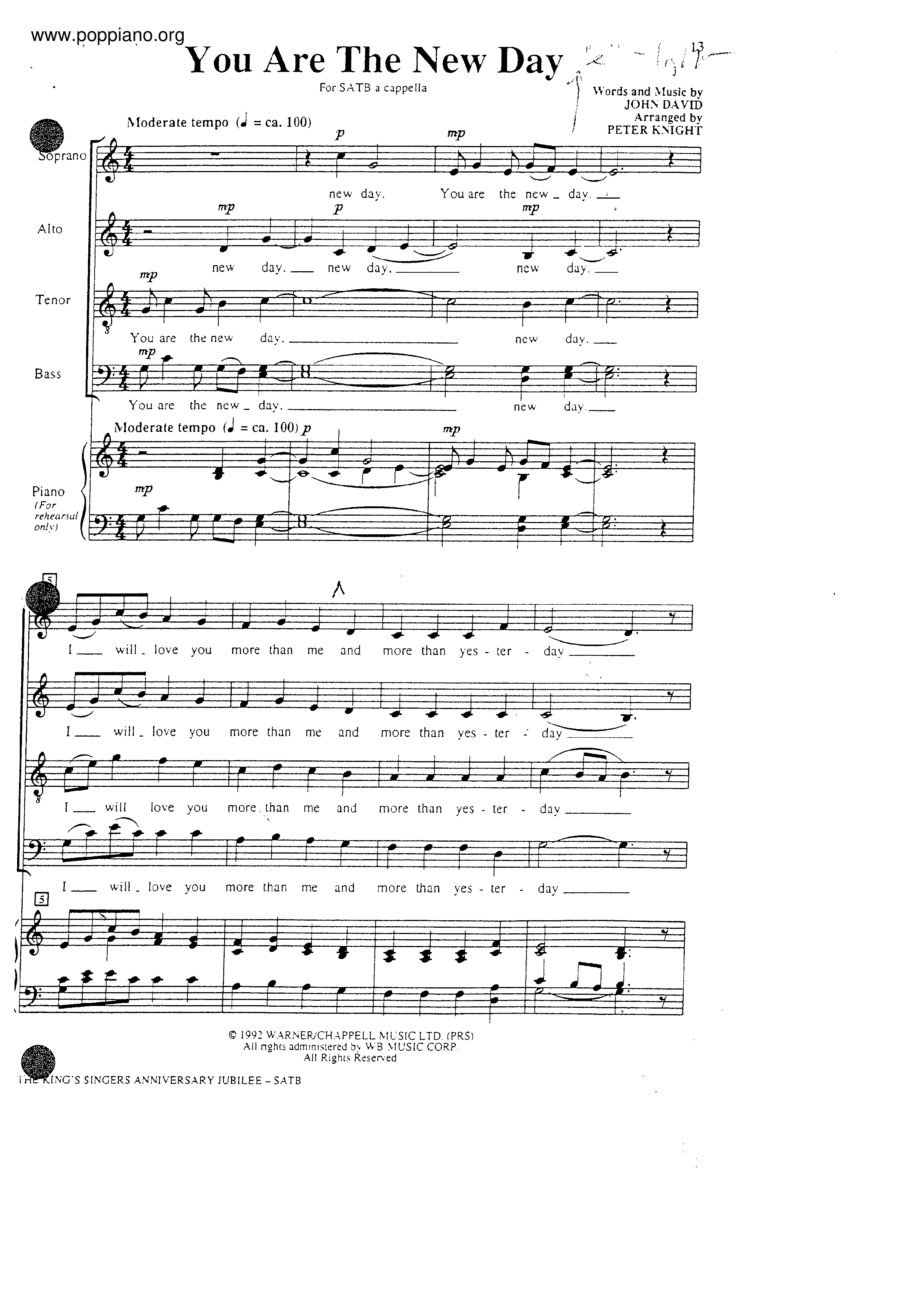 You Are The New Day琴譜