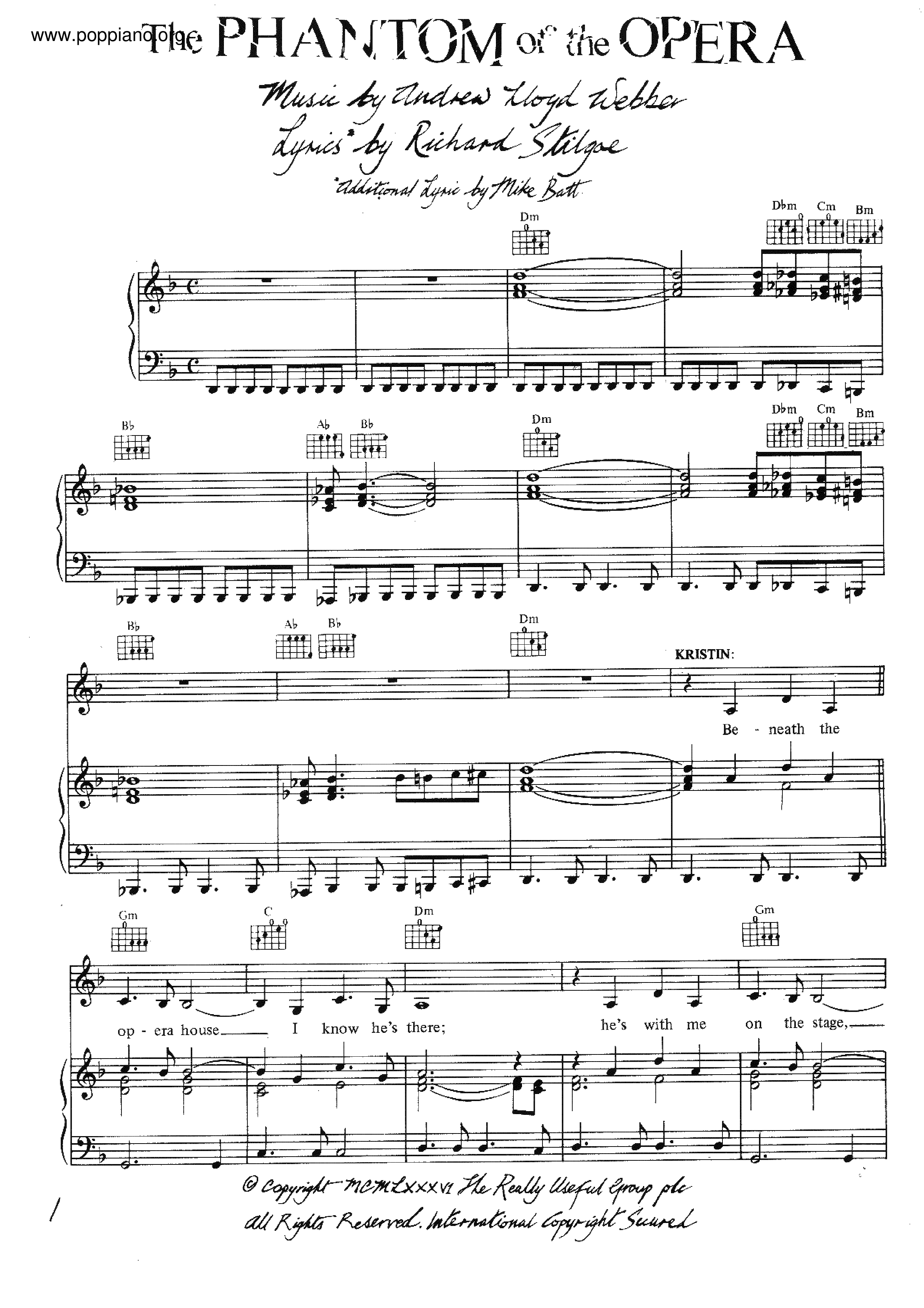 The Phantom Of The Opera Score