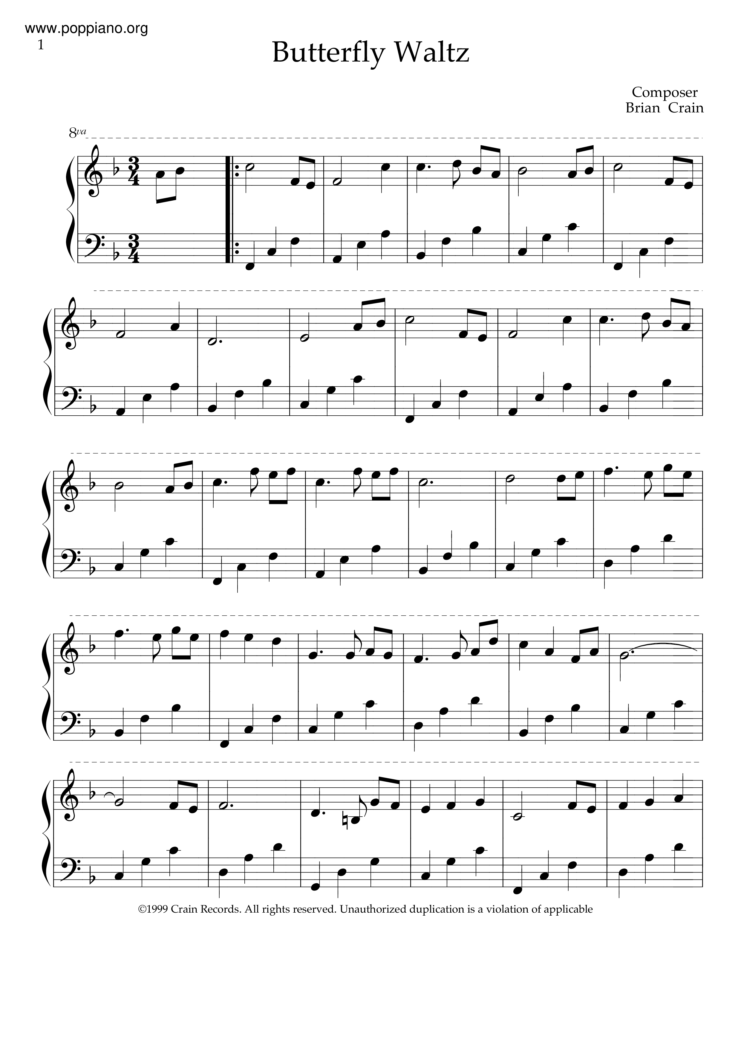 Butterfly Waltz Score