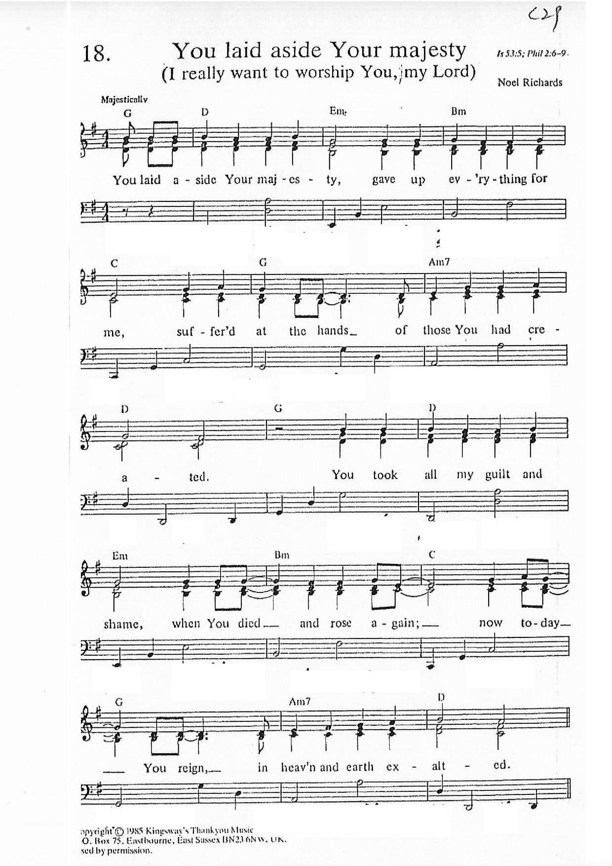 You Laid Aside Your Majesty Score