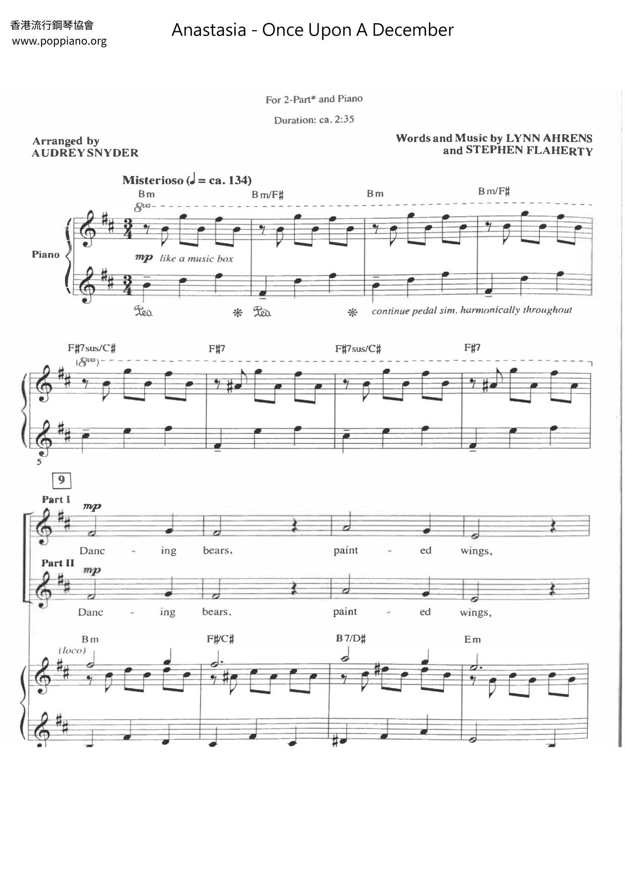 Anastasia - Once Upon A December Score