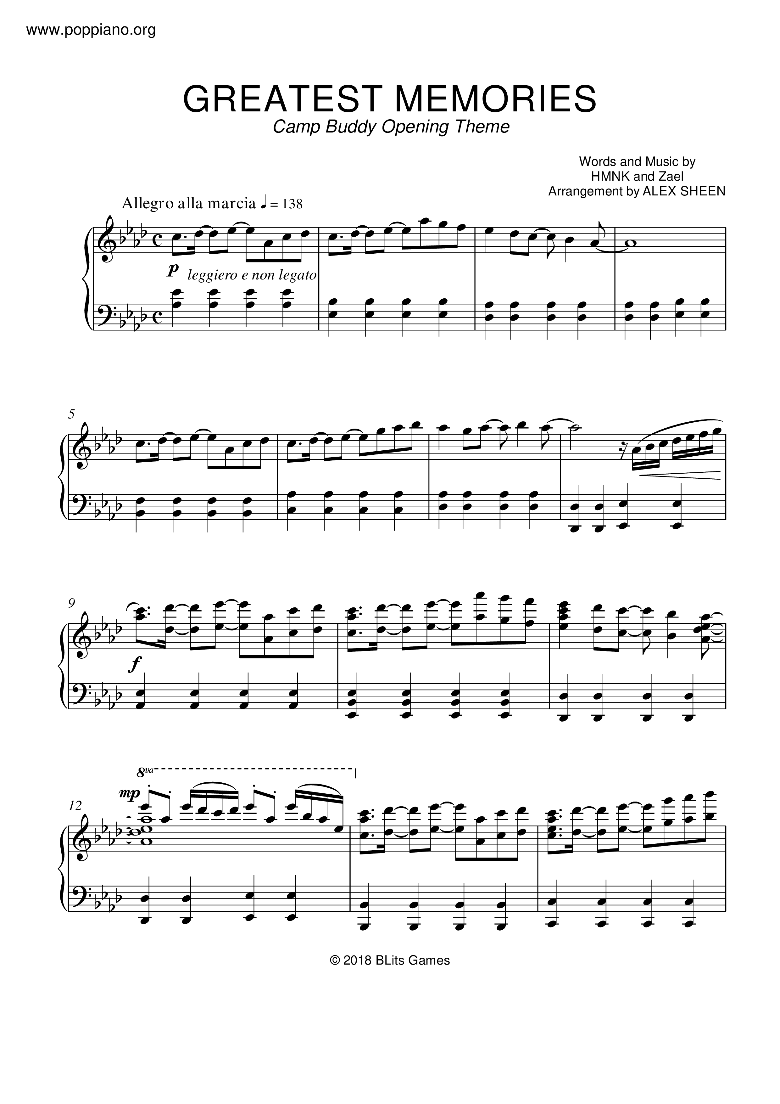 Greatest Memories Score