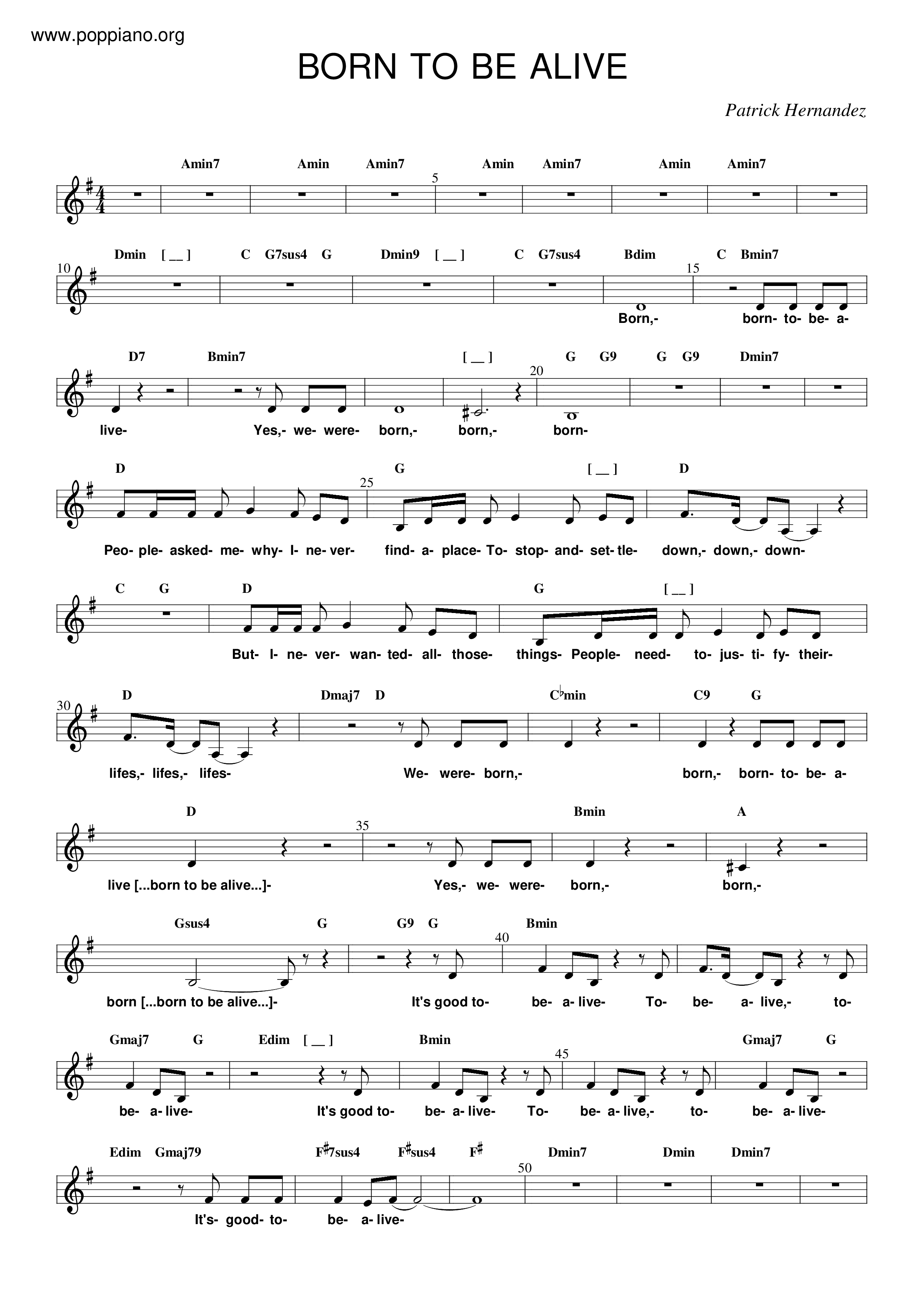 Born To Be Alive Score