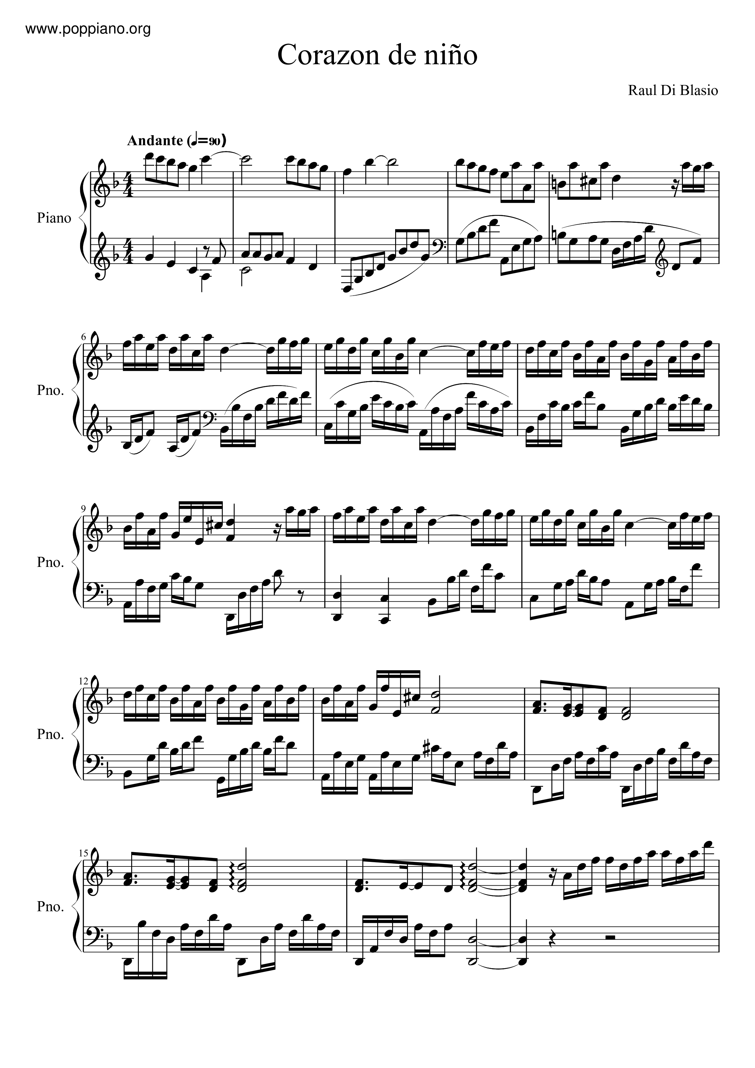 Corazon De Ninoピアノ譜