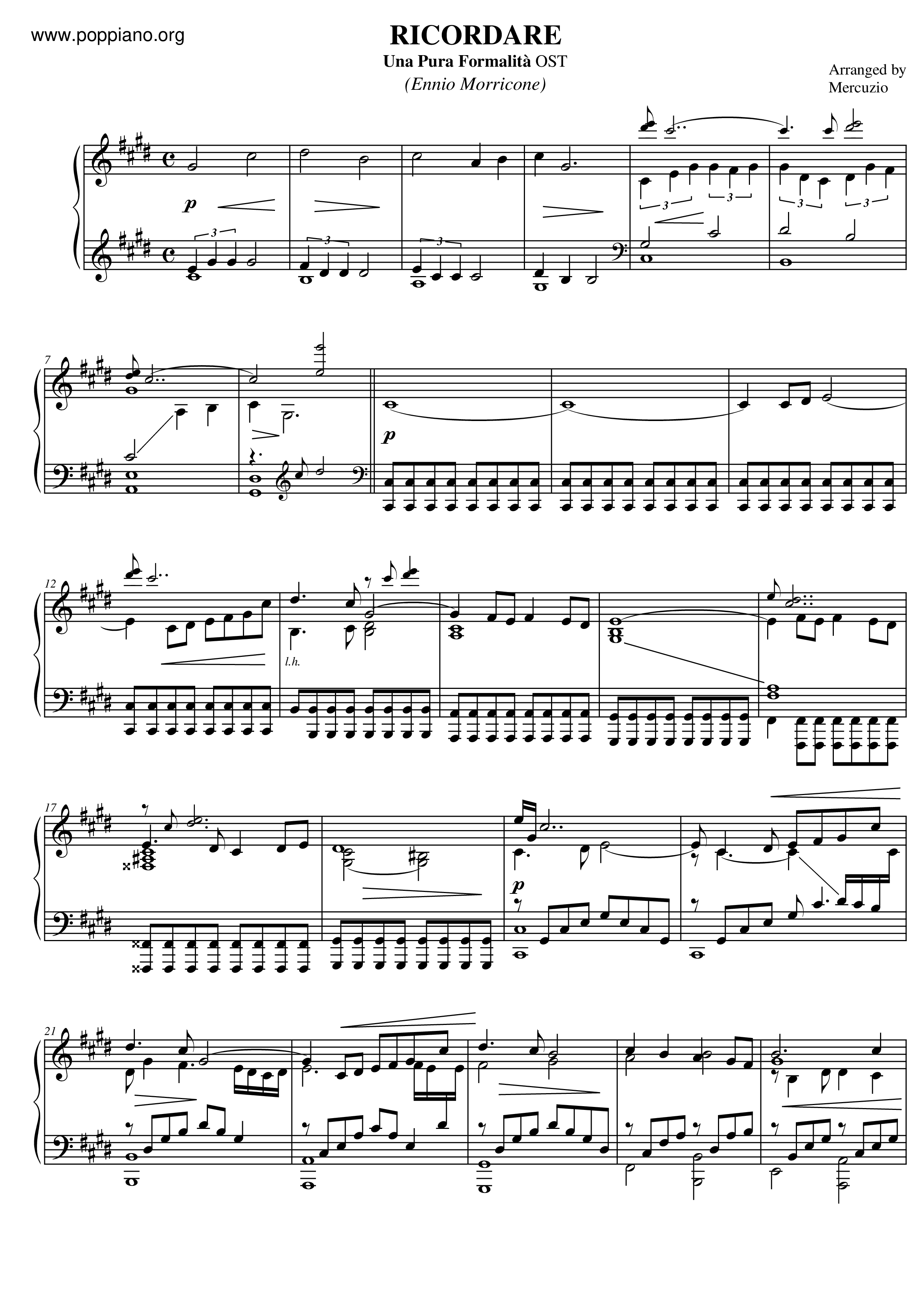 Una Pura Formalità - Ricordare Score