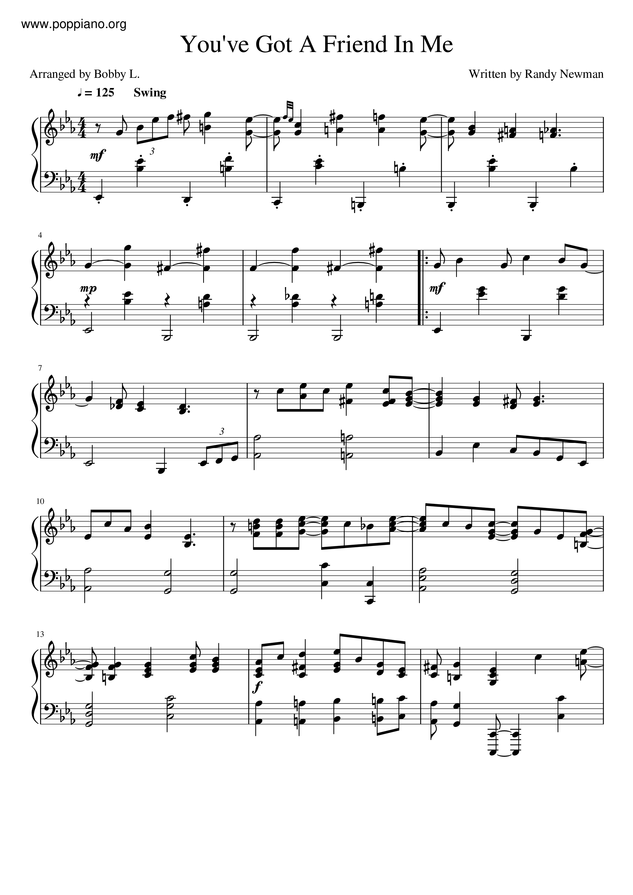 Toy Story - You've Got A Friend In Me Score