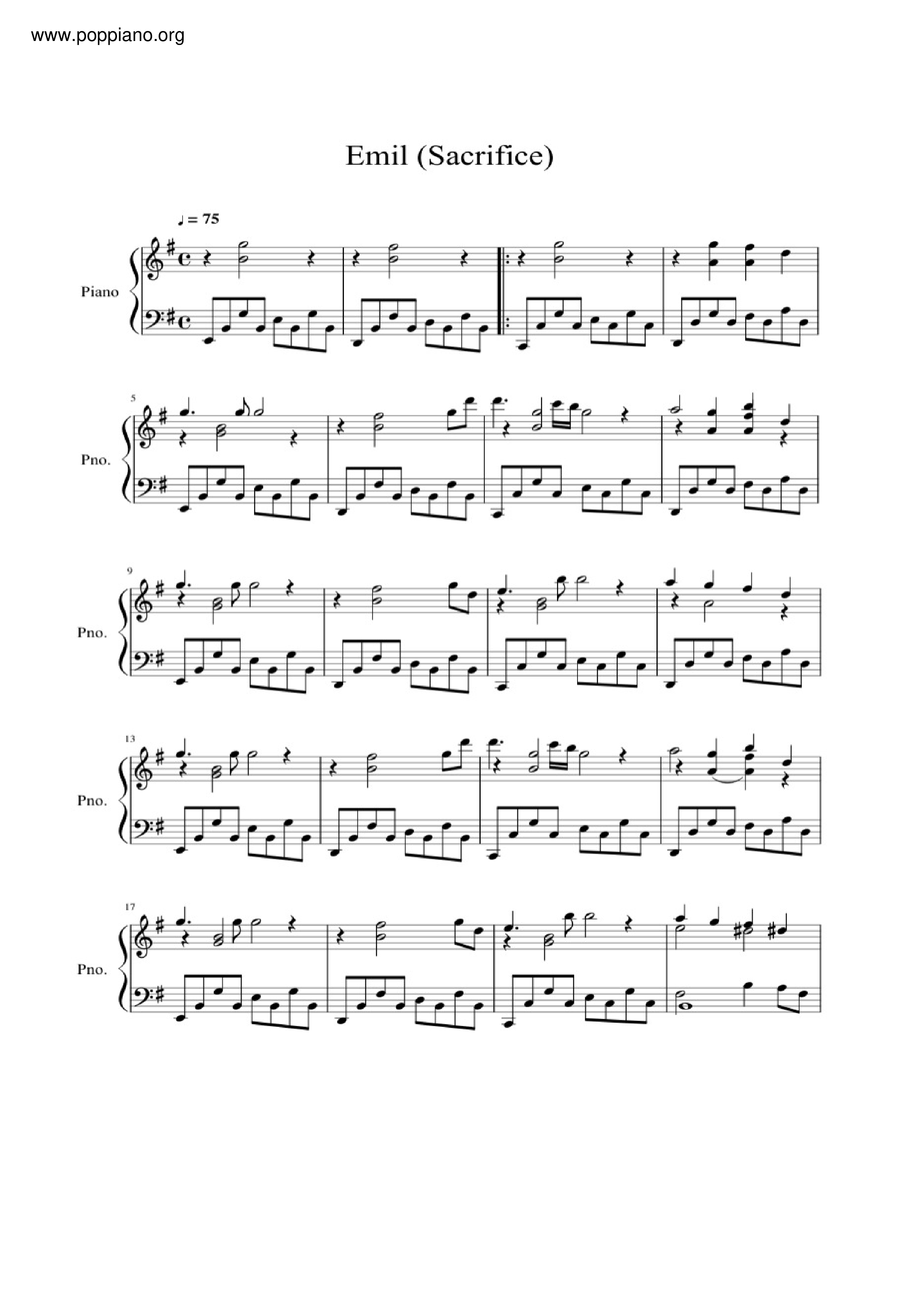 Nier Automata - Emil Sacrificeピアノ譜