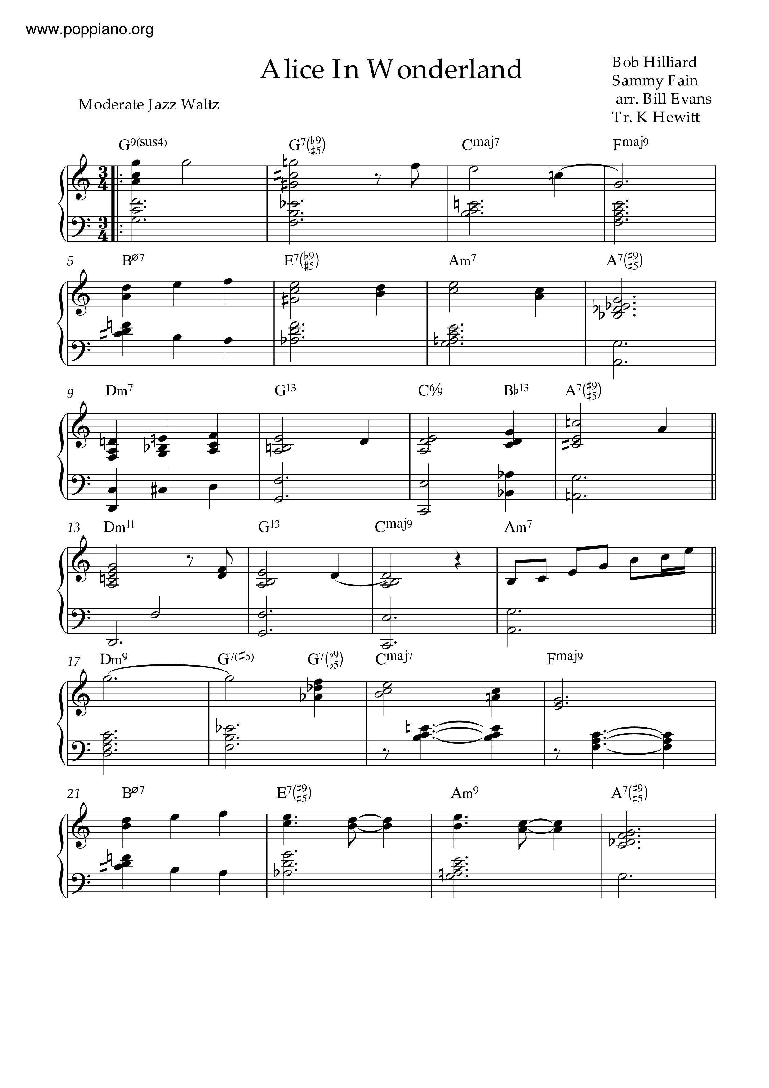 Alice In Wonderland Score