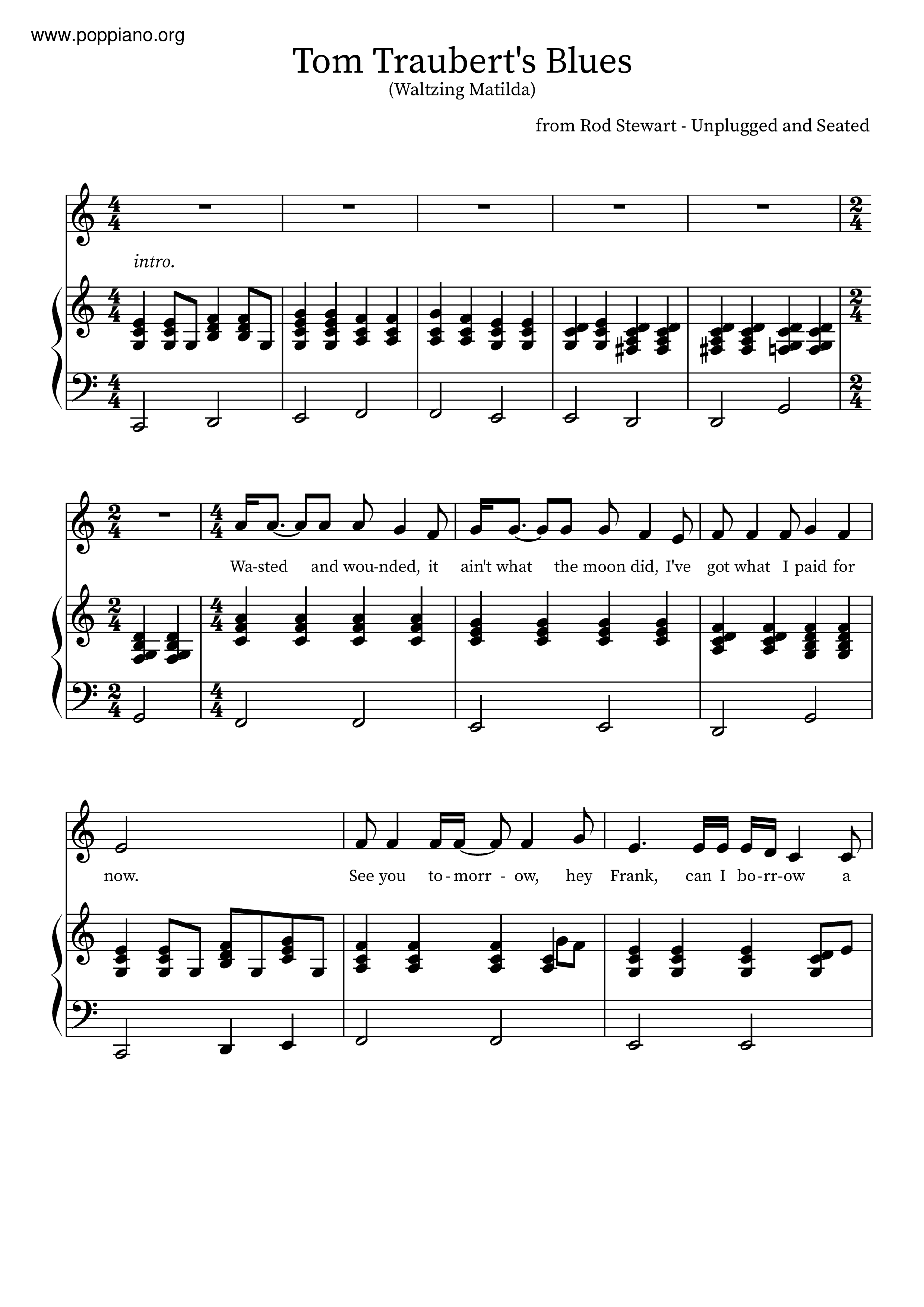 Tom Traubert's Blues琴譜