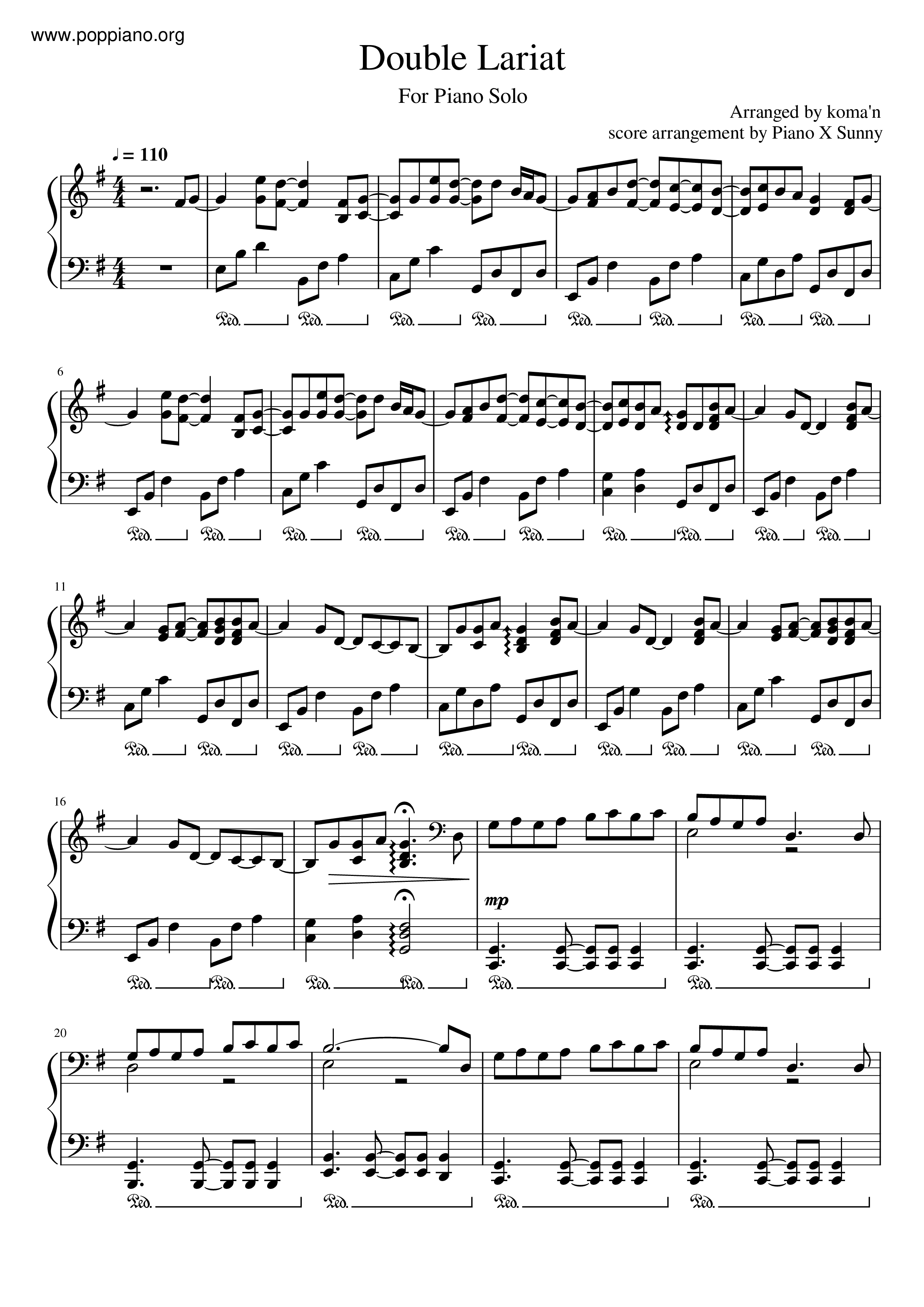 Double Lariatピアノ譜