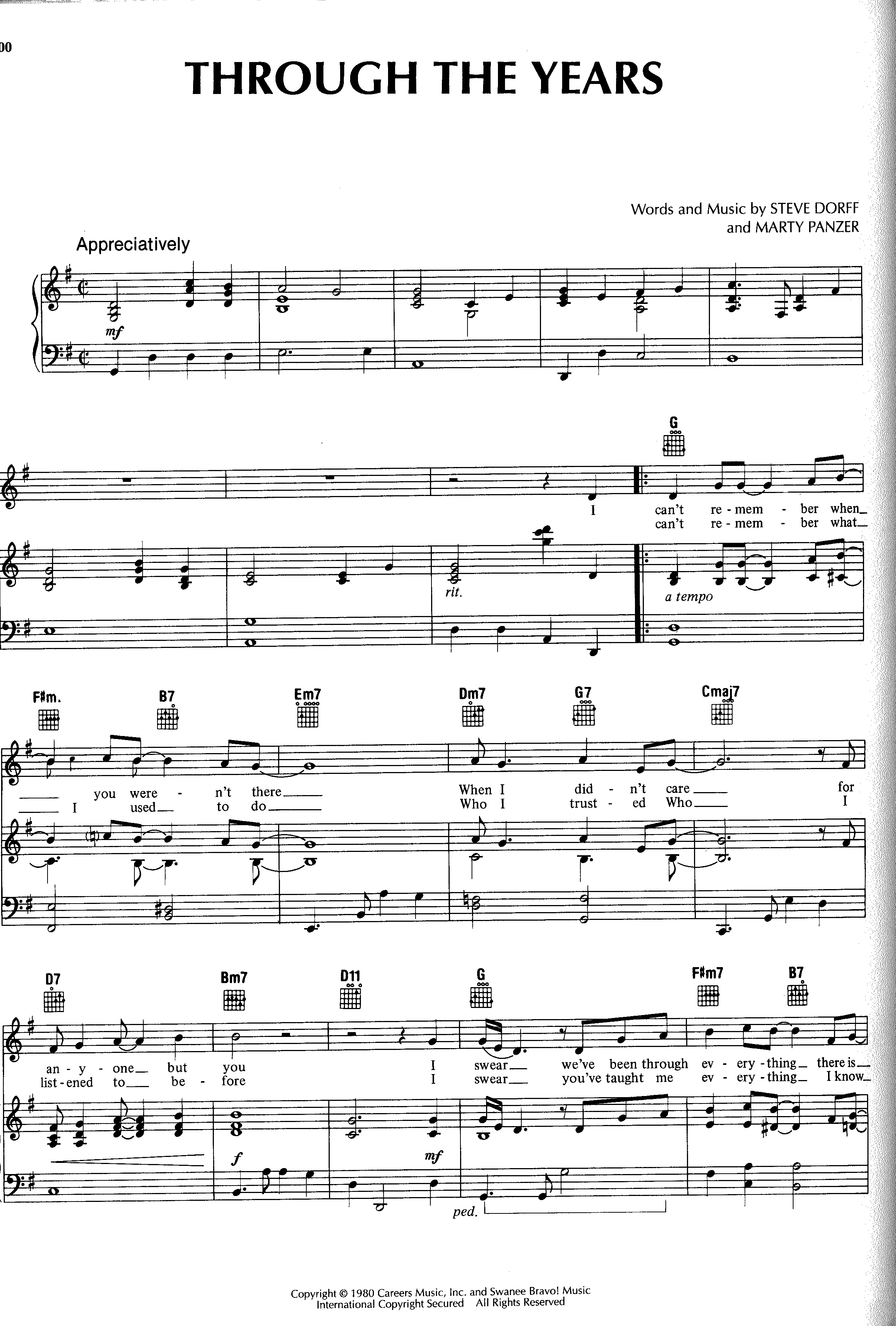 Through The Years Score