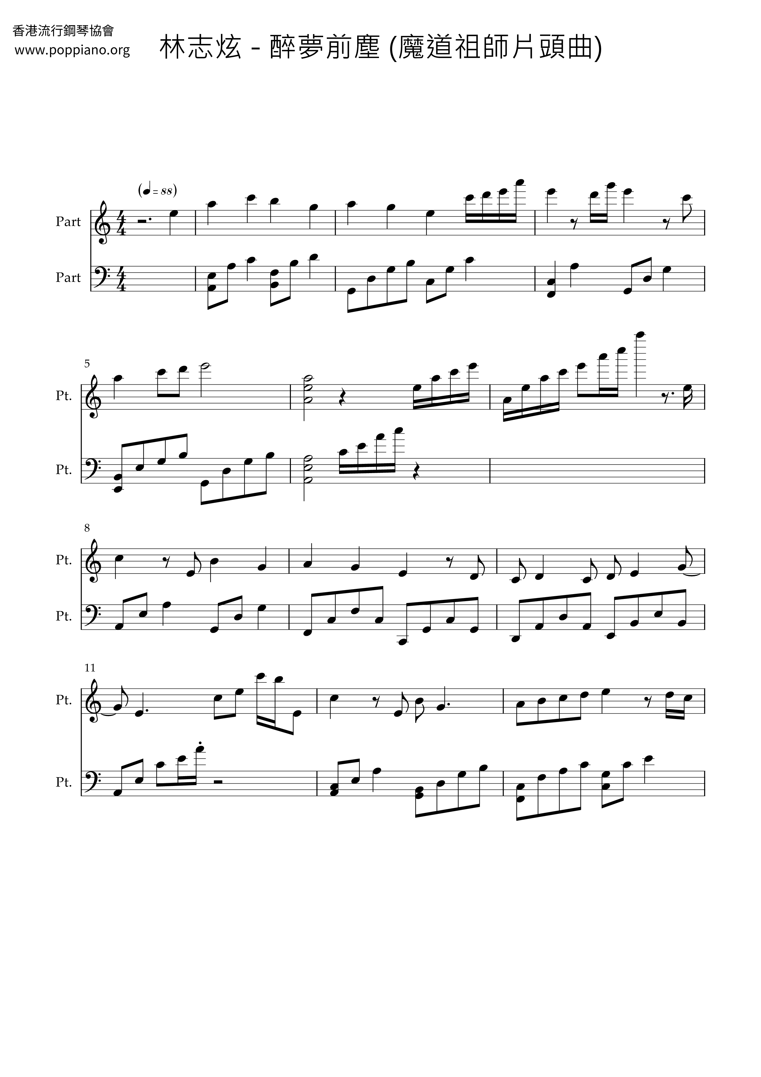 Drunken Dream (Dance Of The Magician Grandmaster) Score