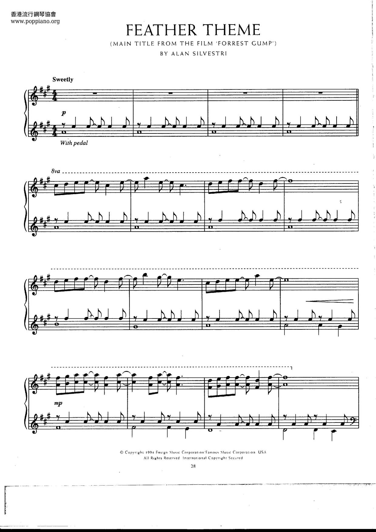 Forrest Gump Theme Song Score