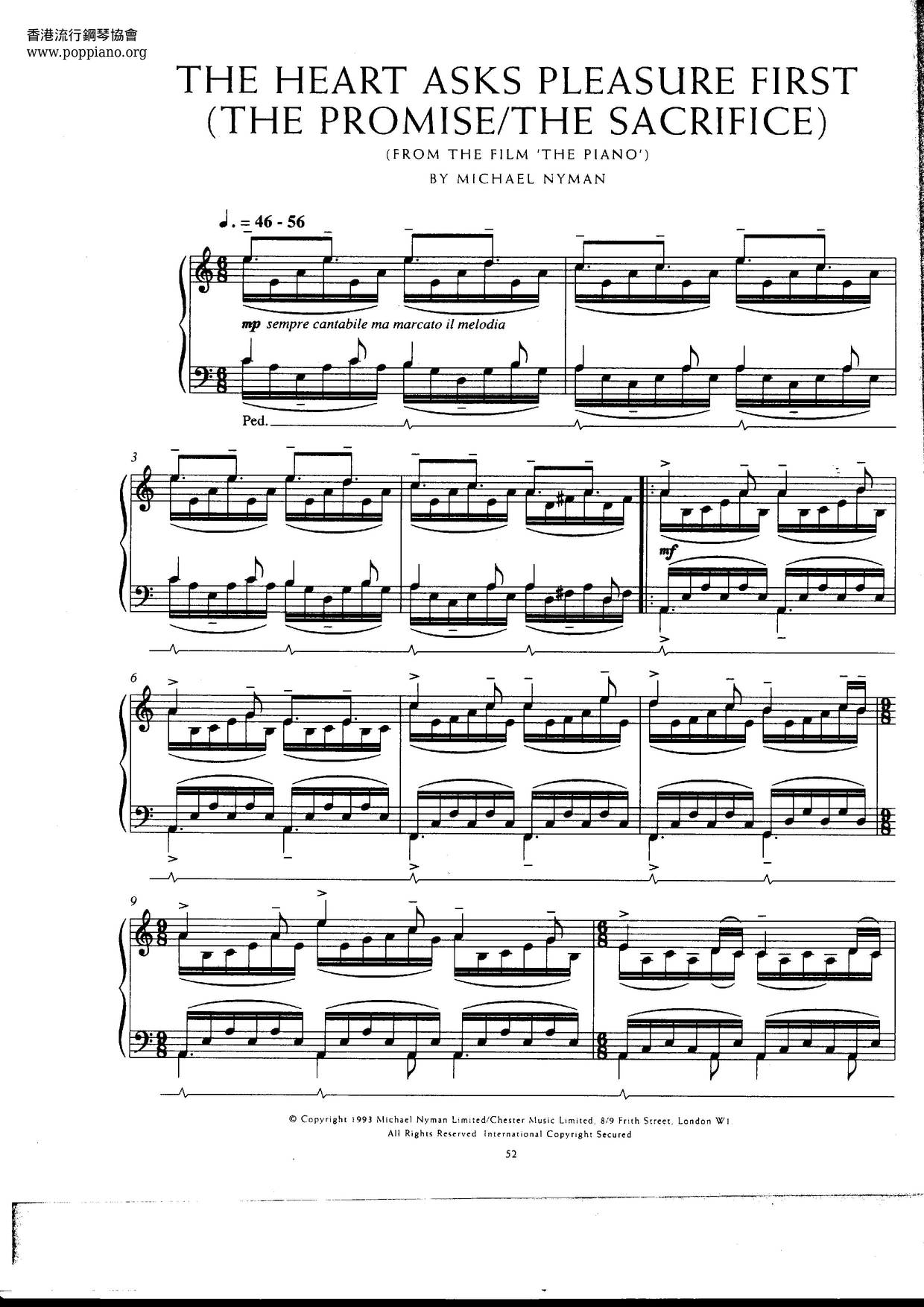 The Heart Asks Pleasure First (The Promise / The Sacrifice) Score