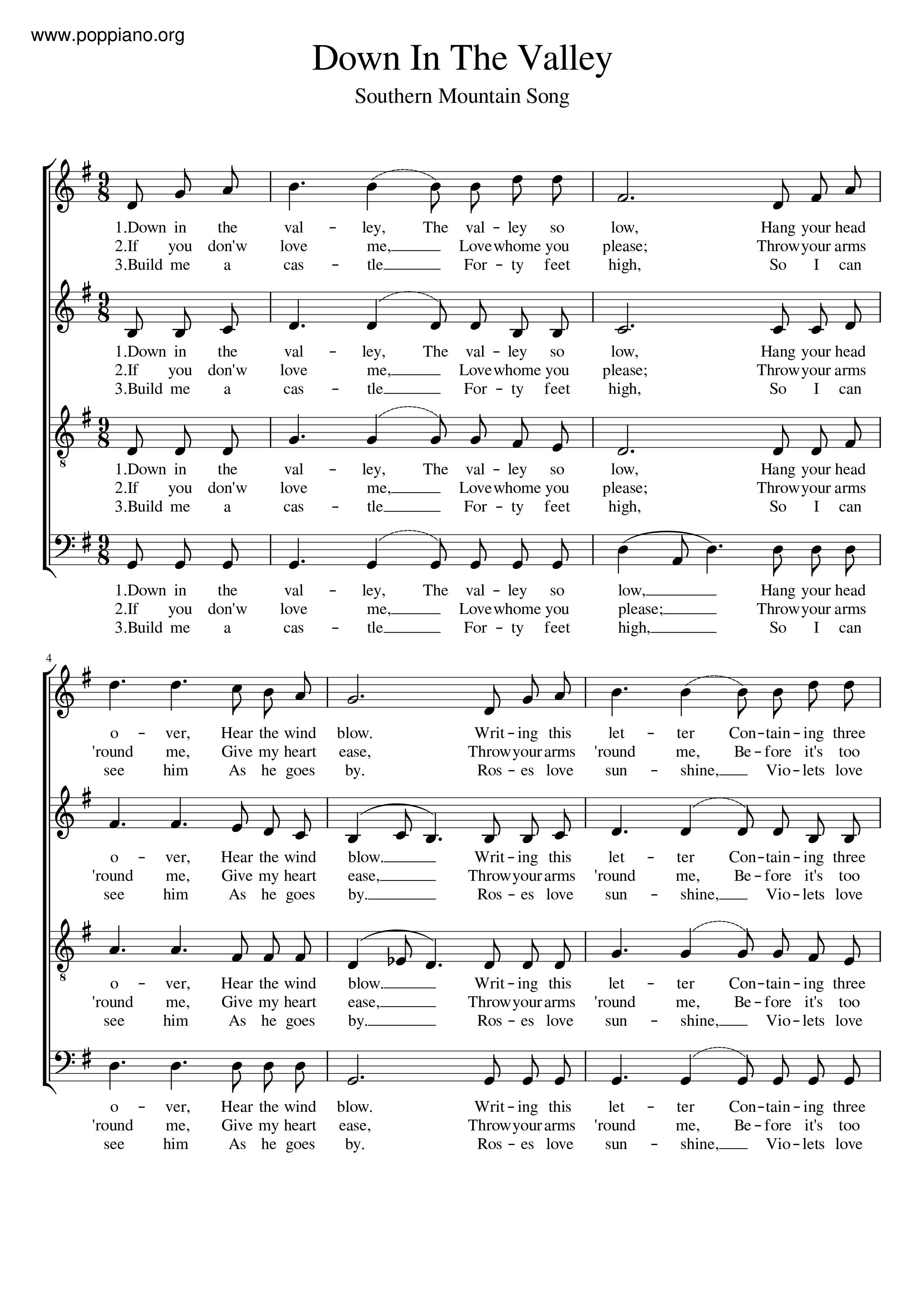 Down In The Valley Score
