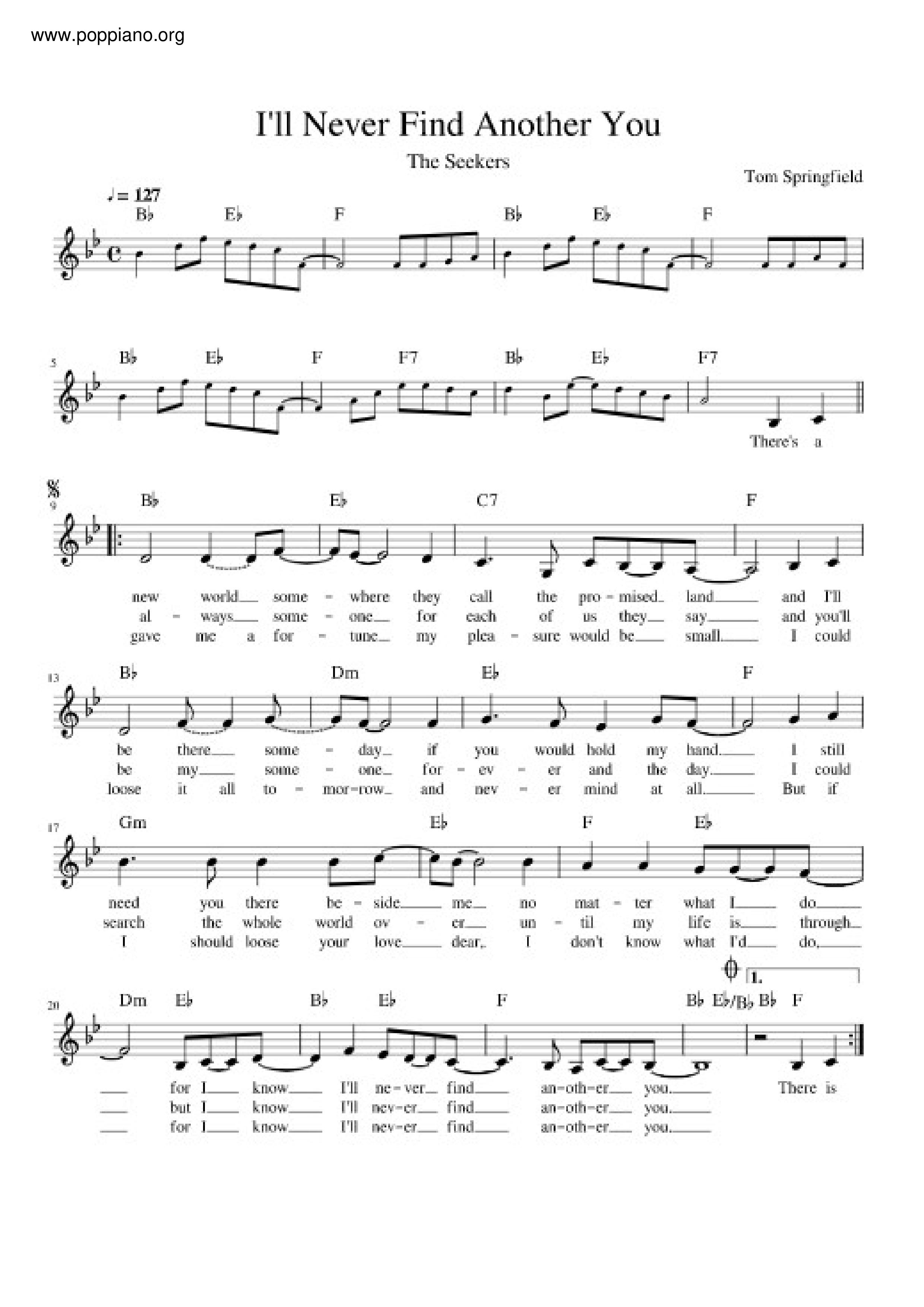 I'll Never Find Another You Score