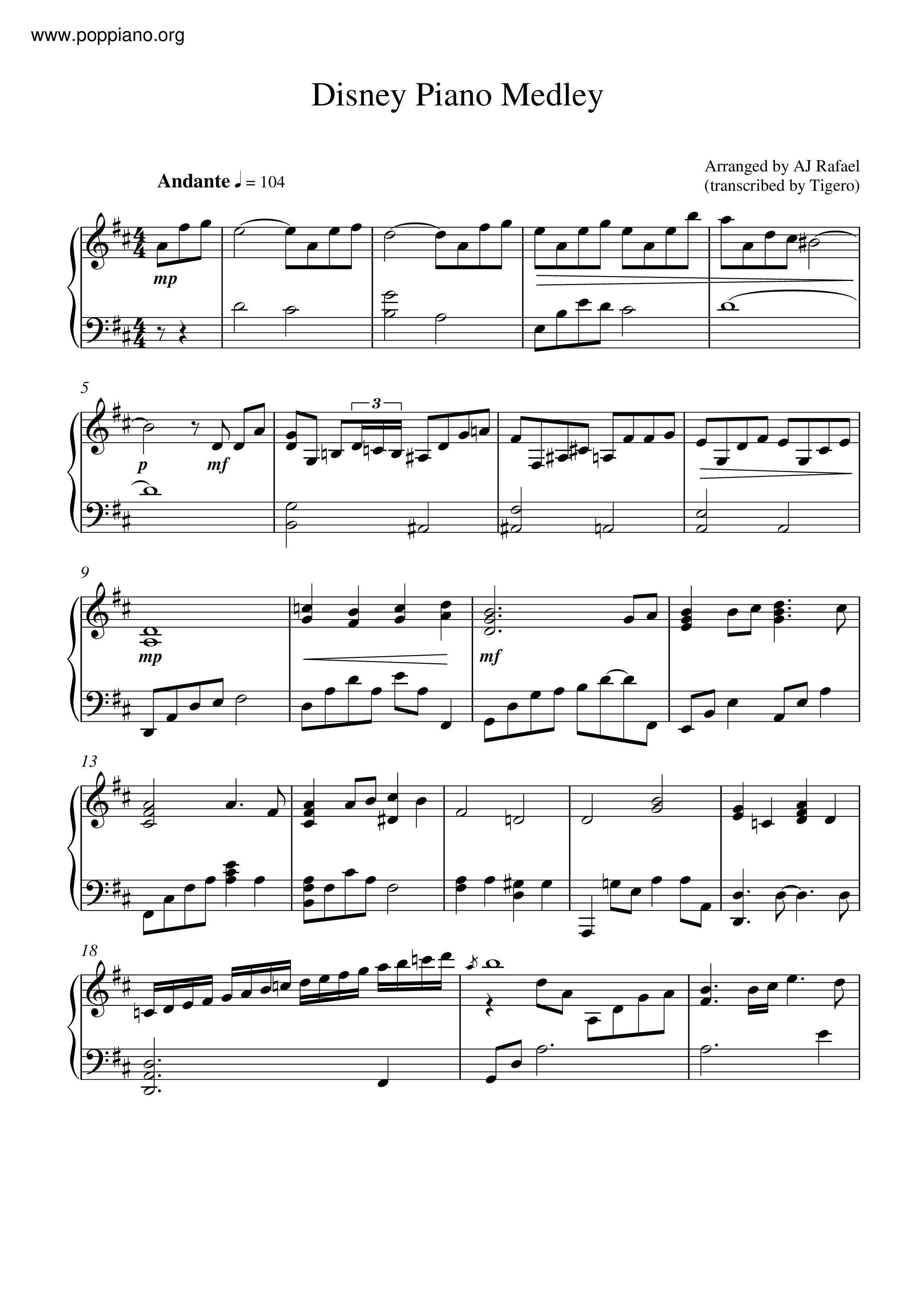 Disney Medleyピアノ譜