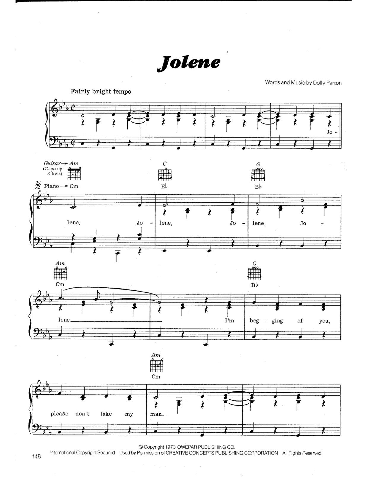 Jolene琴谱