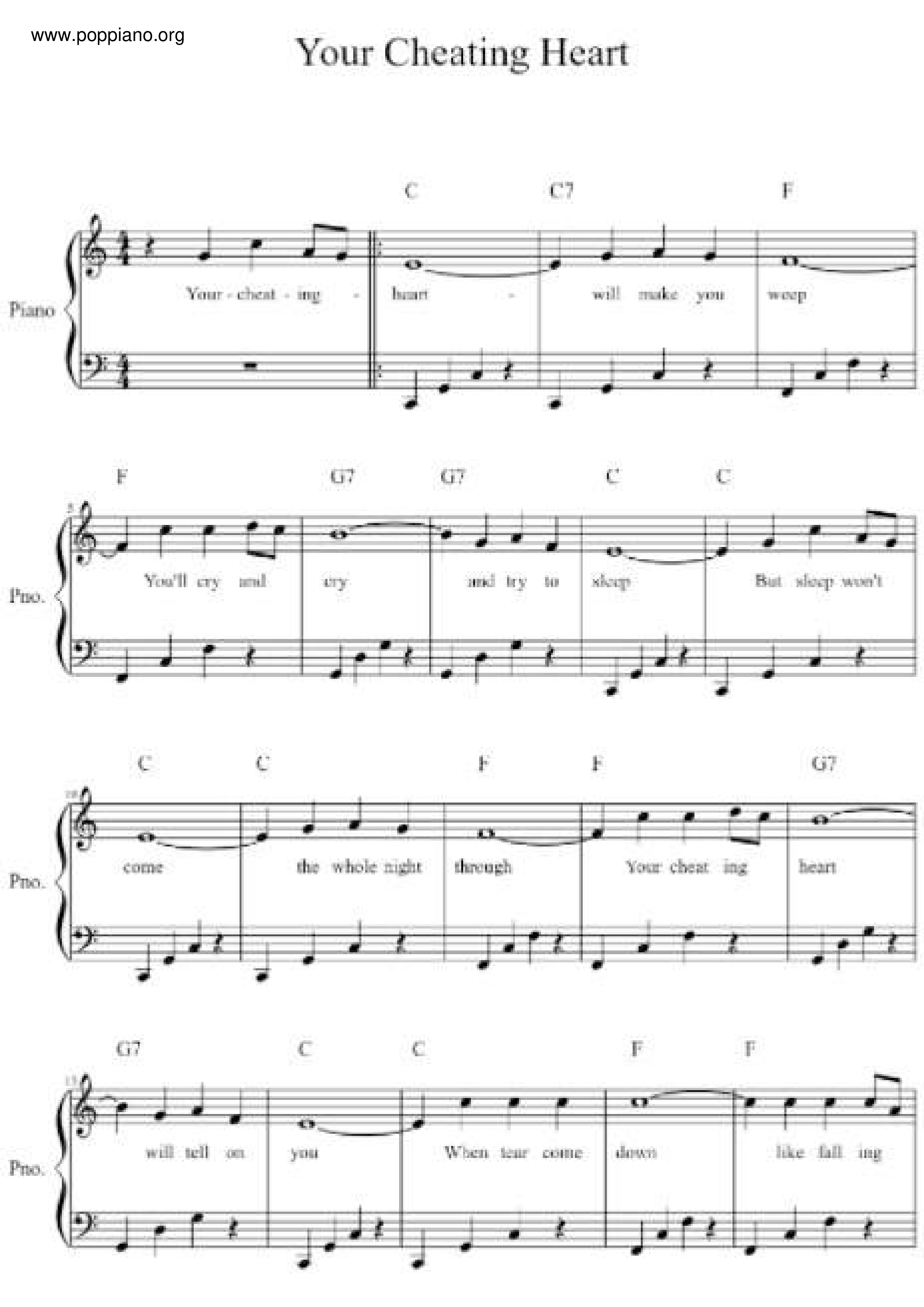 Your Cheating Heart琴譜