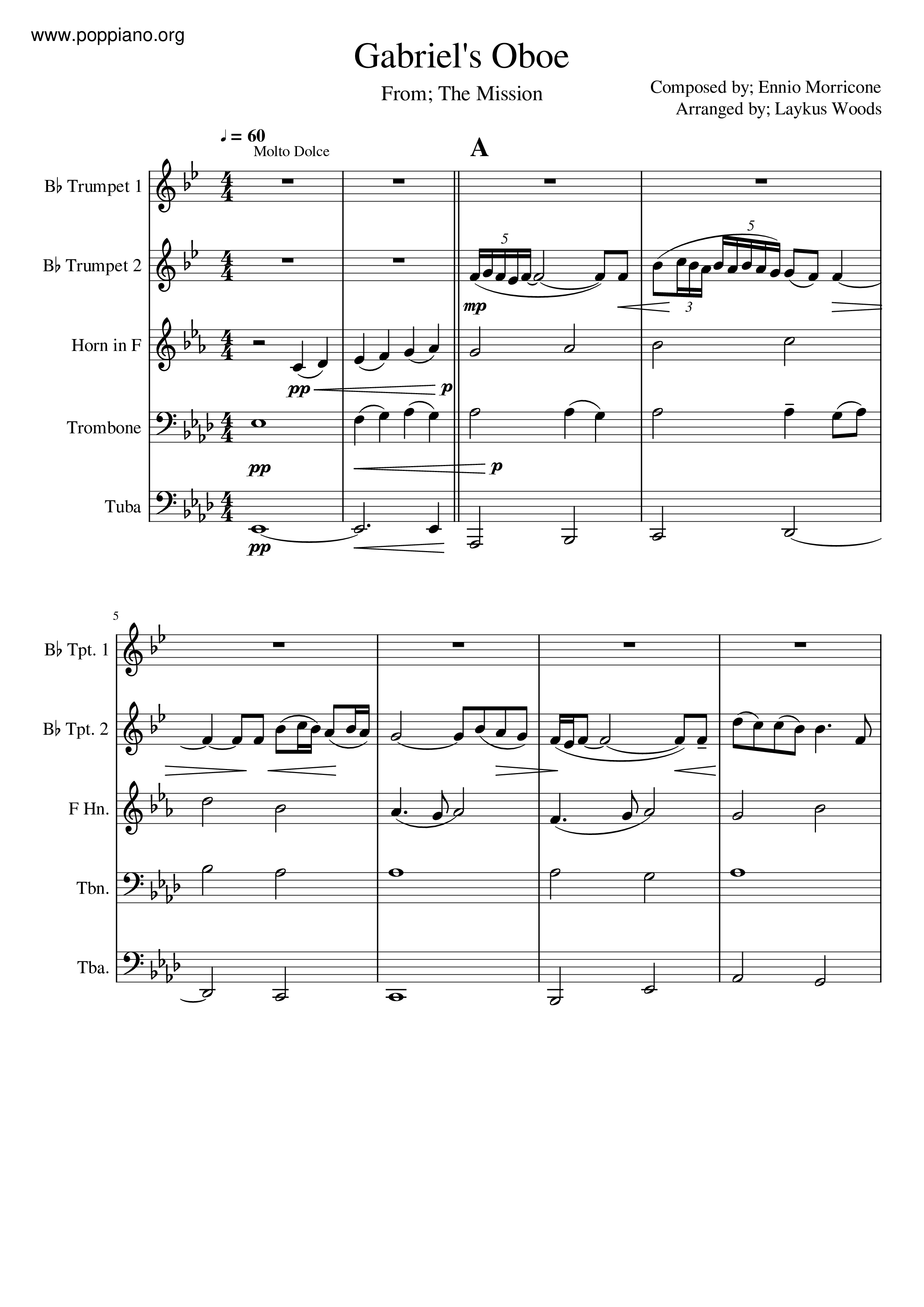 The Mission - Gabriel's Oboe琴譜