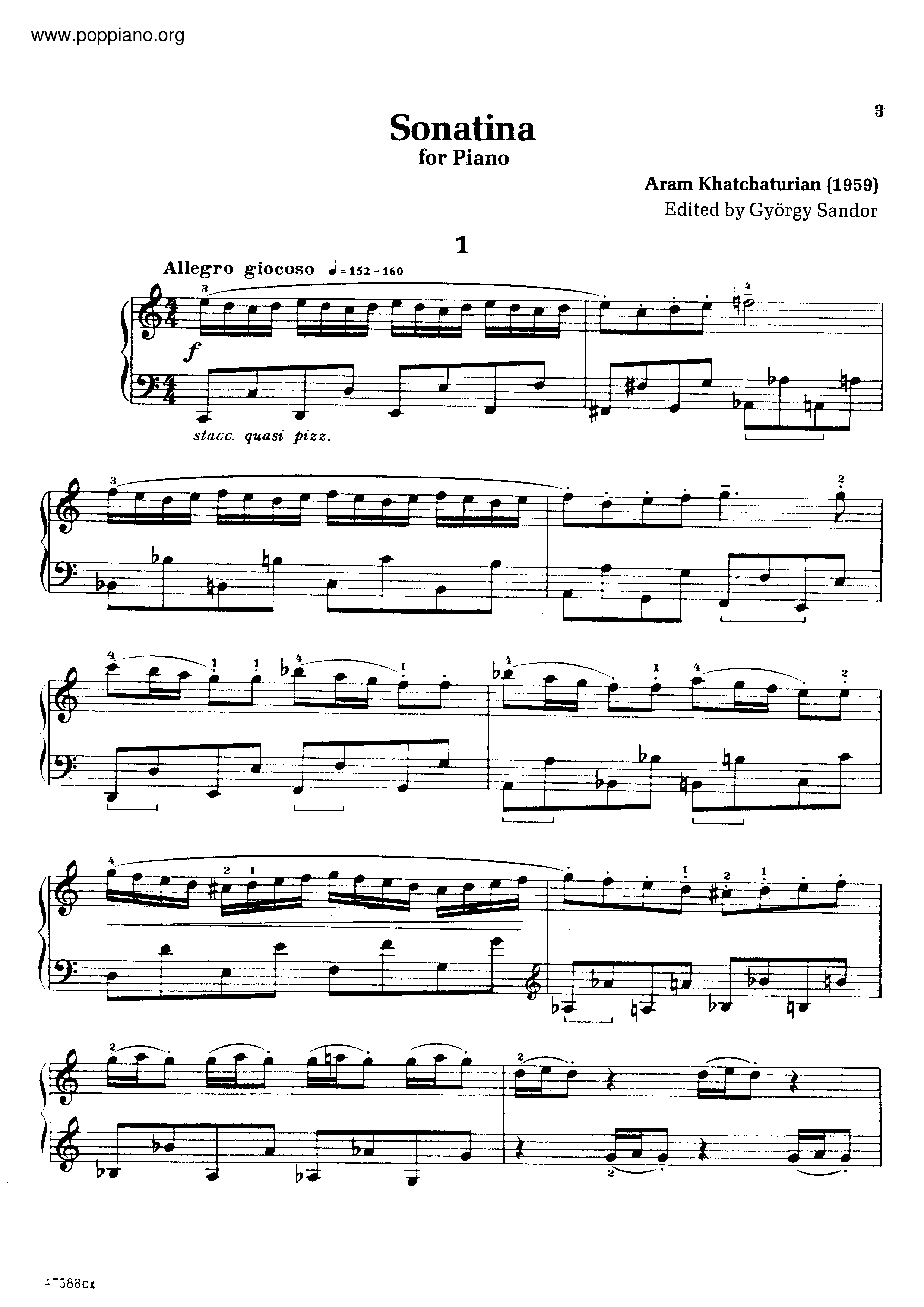 Sonatina In C Major For Piano Score