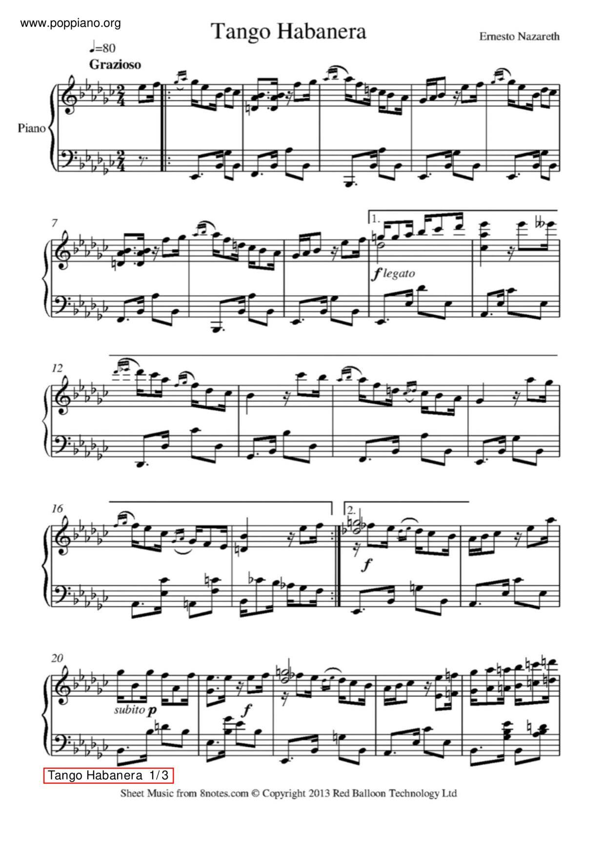 Tango Habanera Score