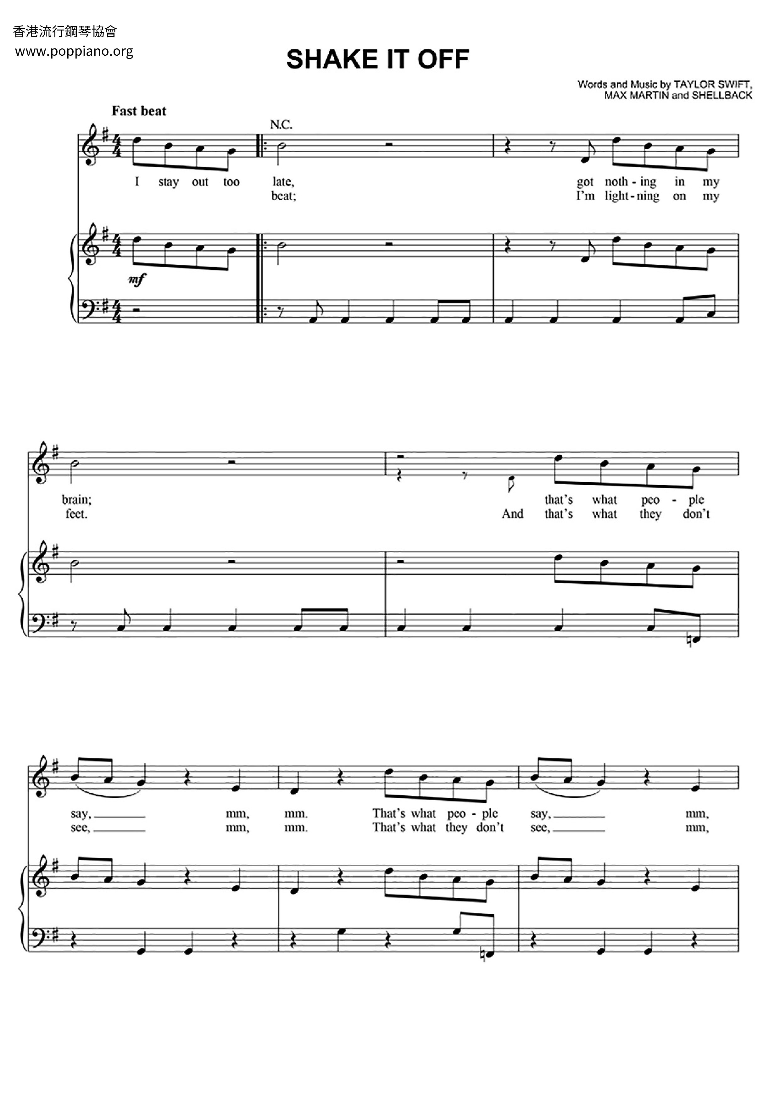 Shake It Off Score