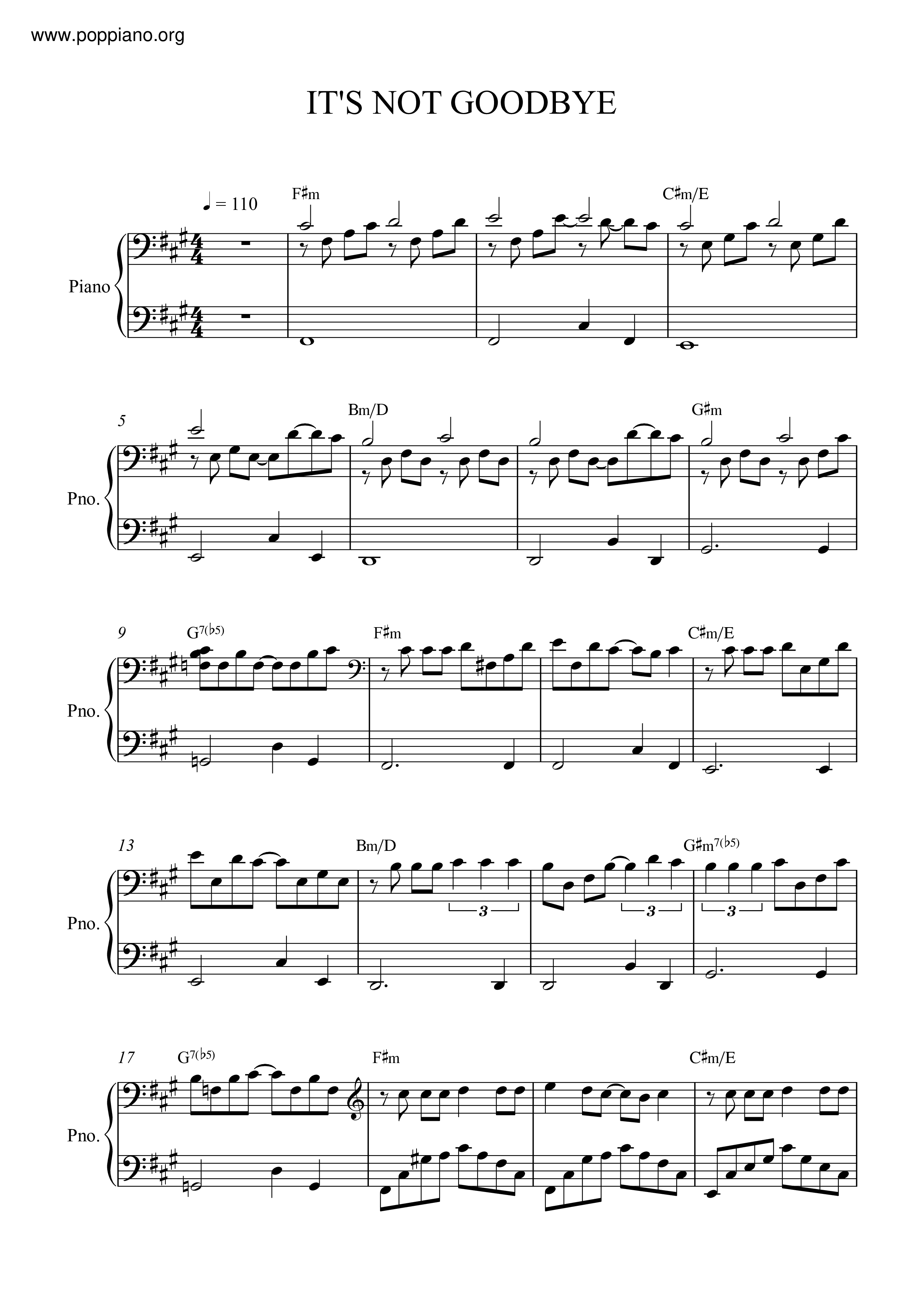 It's Not Goodbye Score