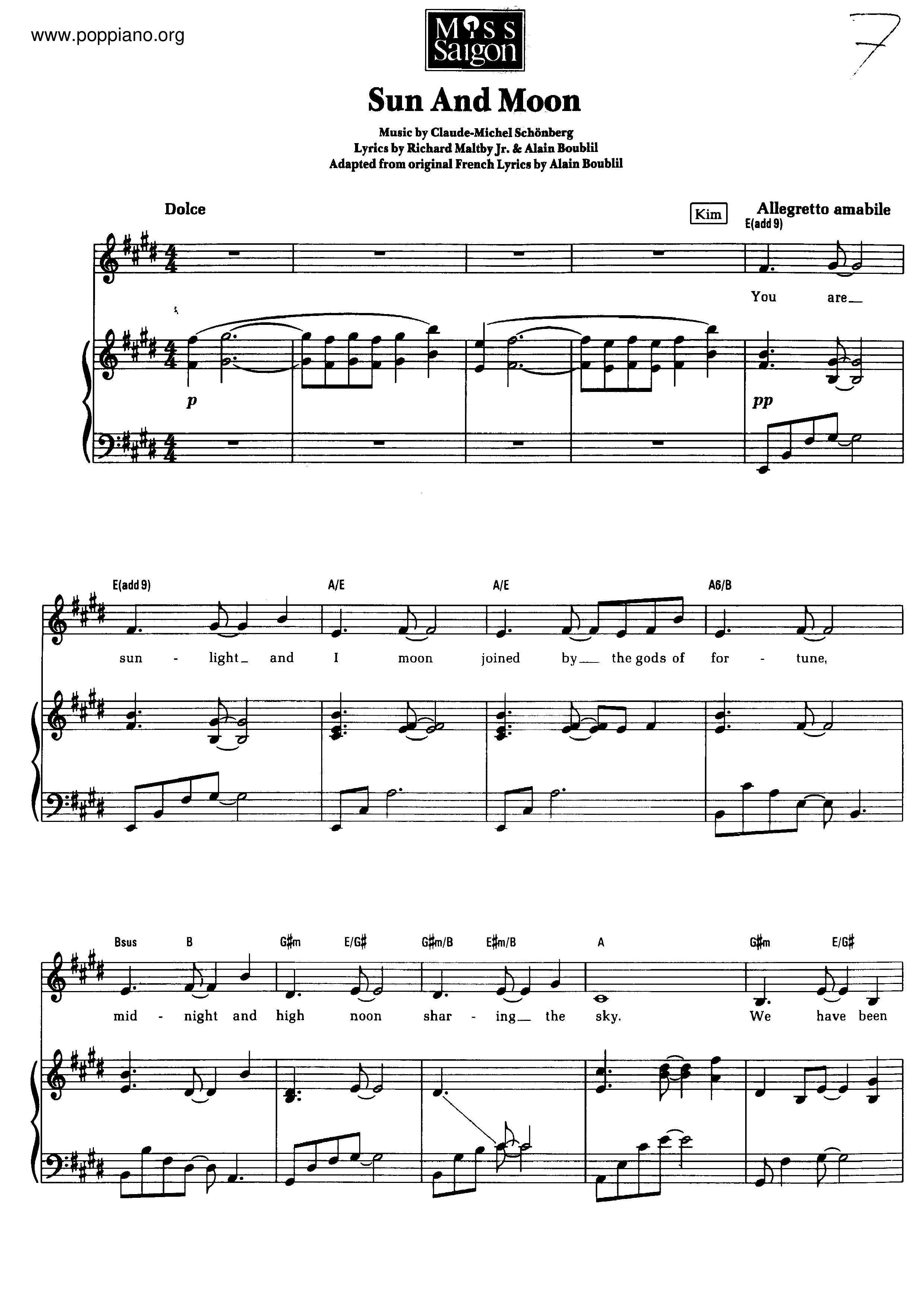 楽譜一覧】Miss Saigon (Musical) - ヤマハ「ぷりんと楽譜」