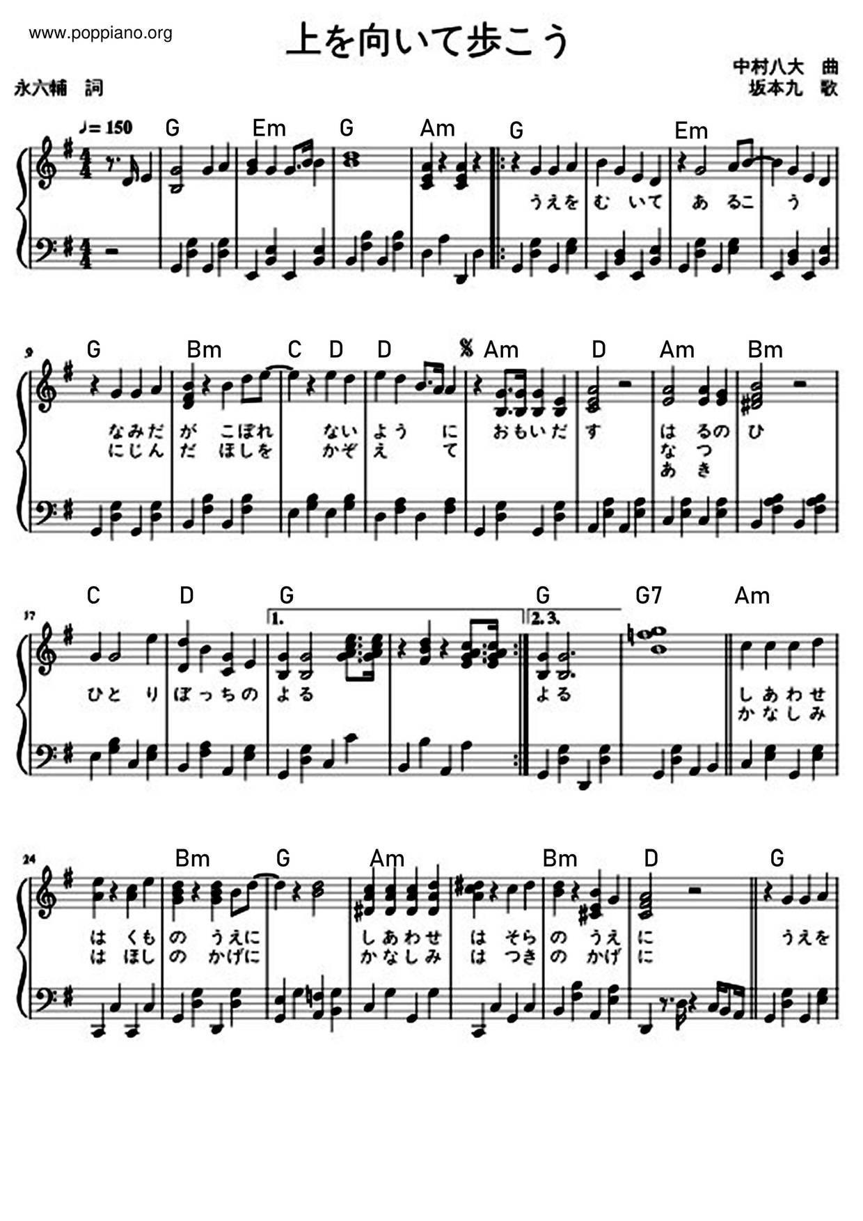 Ue O Muite Aruko Score