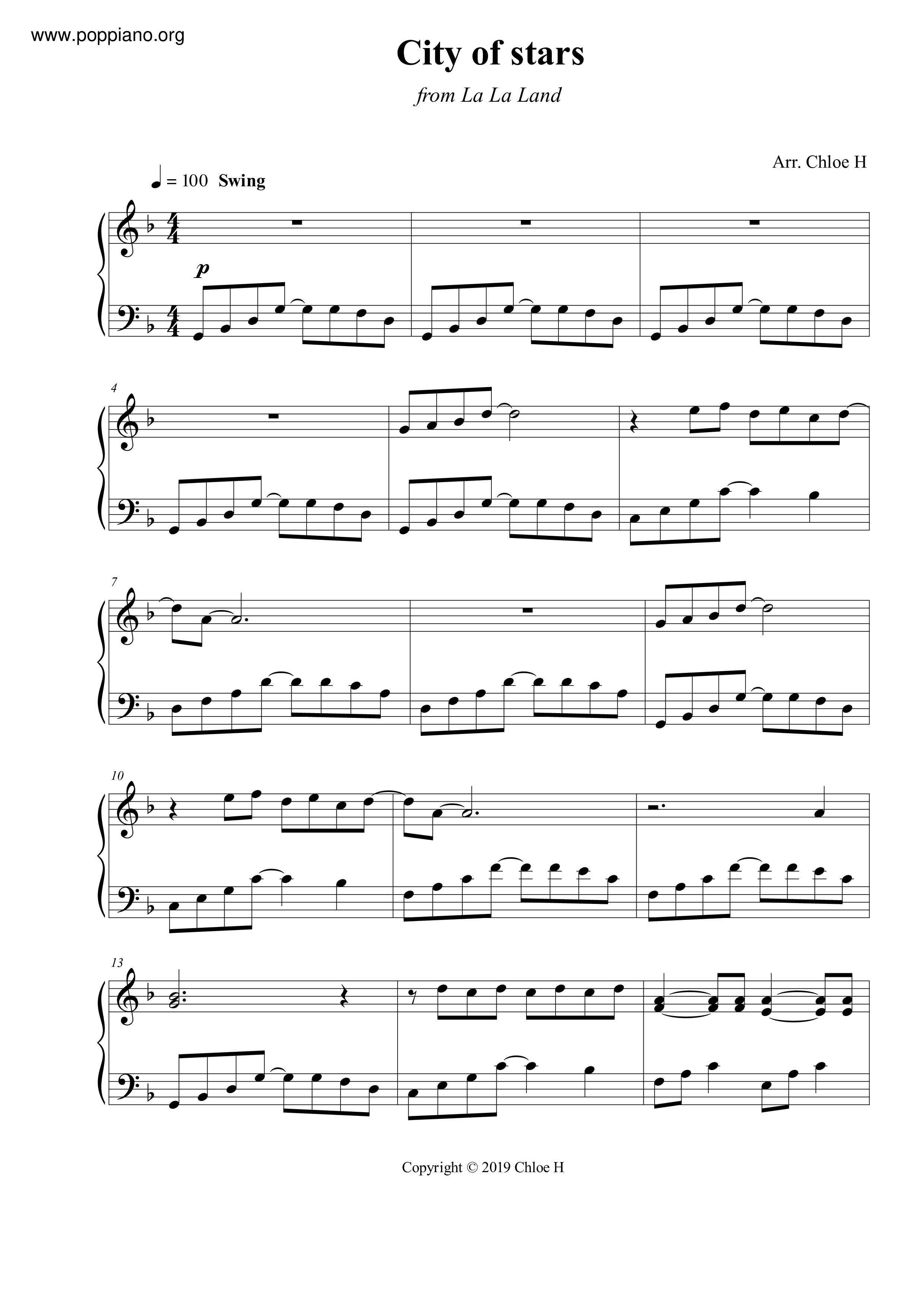 La La Land - City Of Stars Score