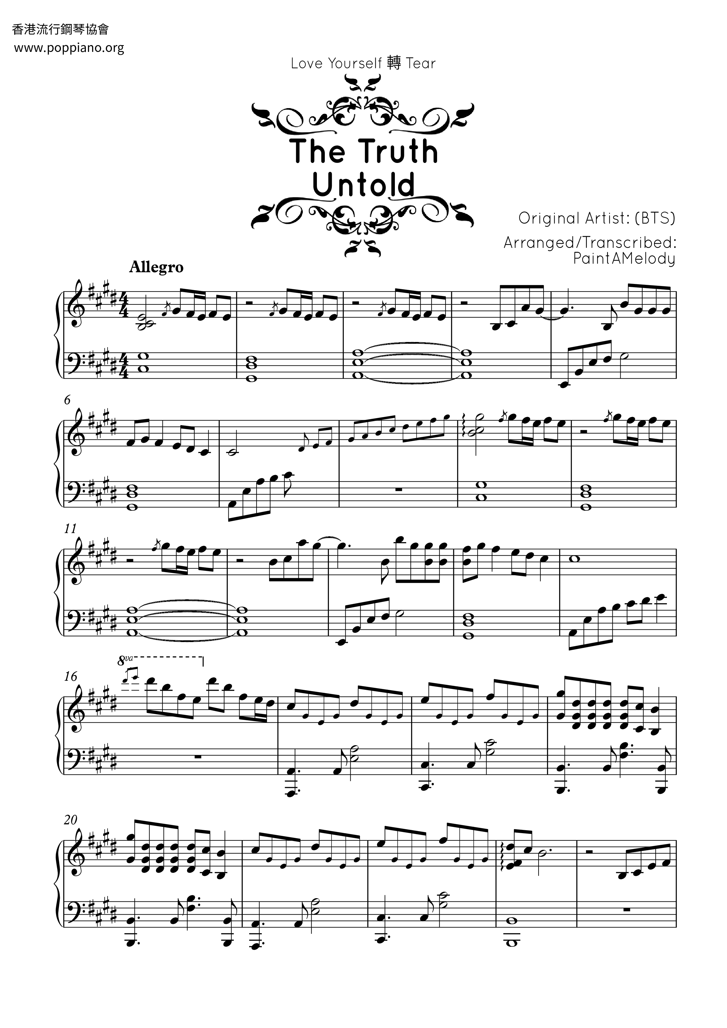 The Untold Truthピアノ譜