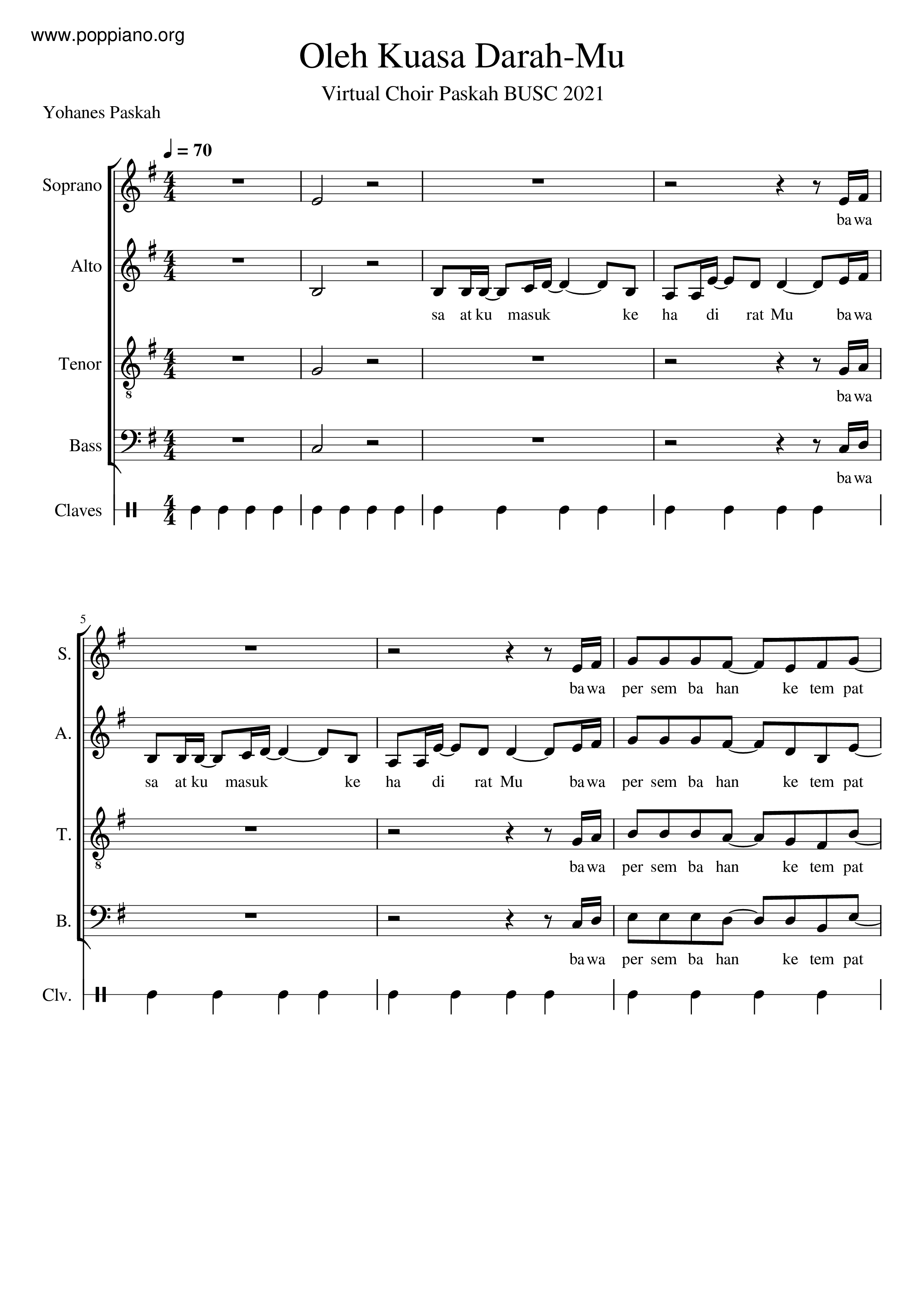 因祢大能寶血琴譜