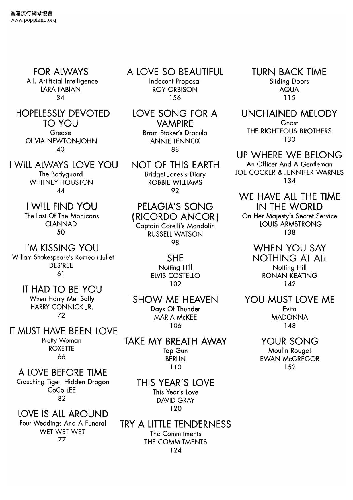 Love Song From The Movies 162 Pages Score