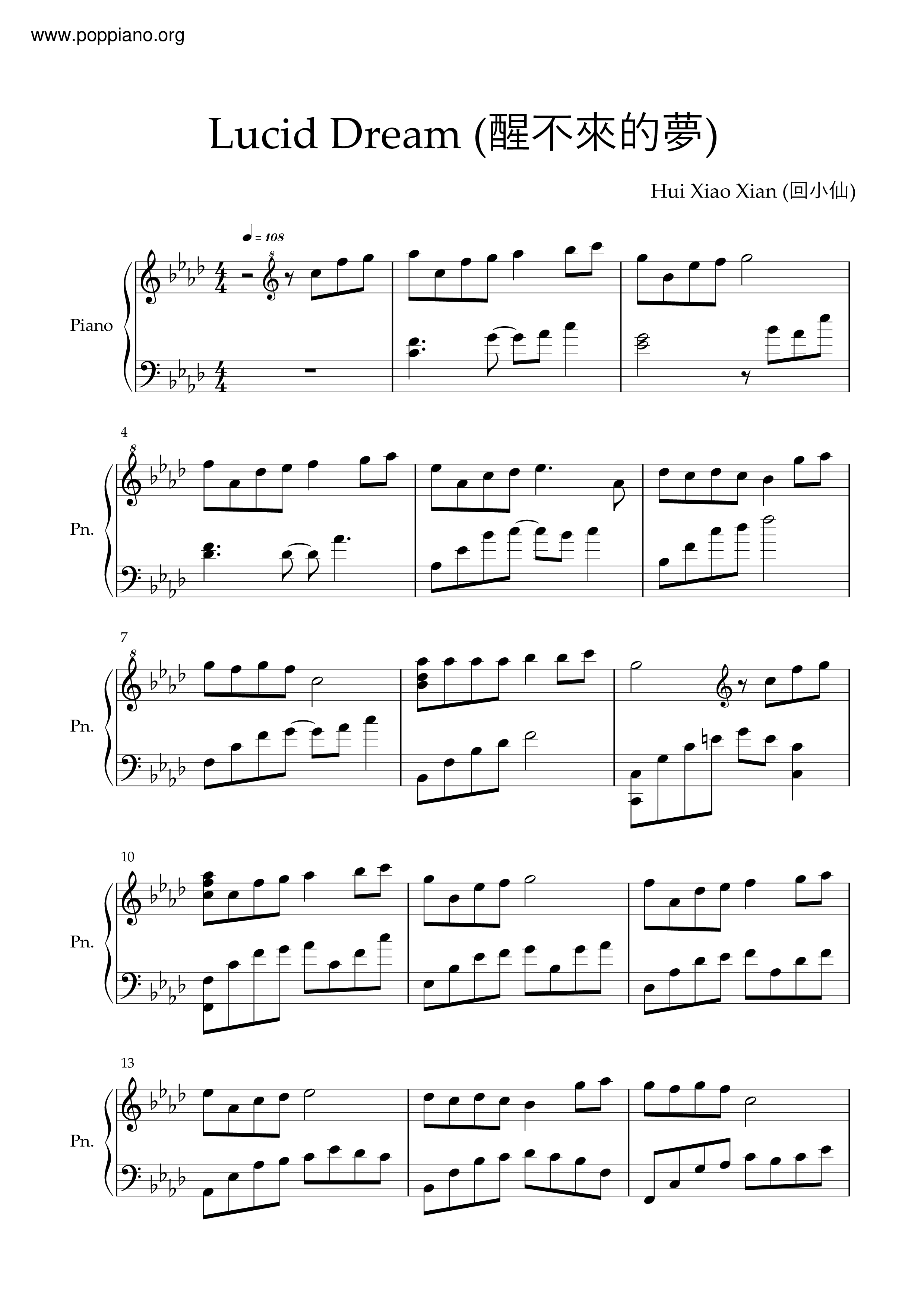 A Dream That Can't Wake Up Score