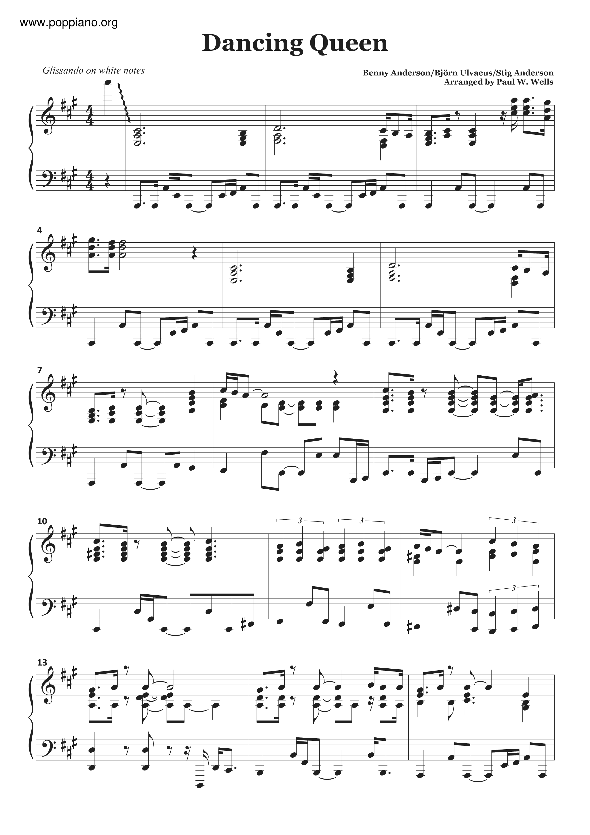 ☆ Abba-Dancing Queen Sheet Music pdf, -ダンシング・クイーン 楽譜