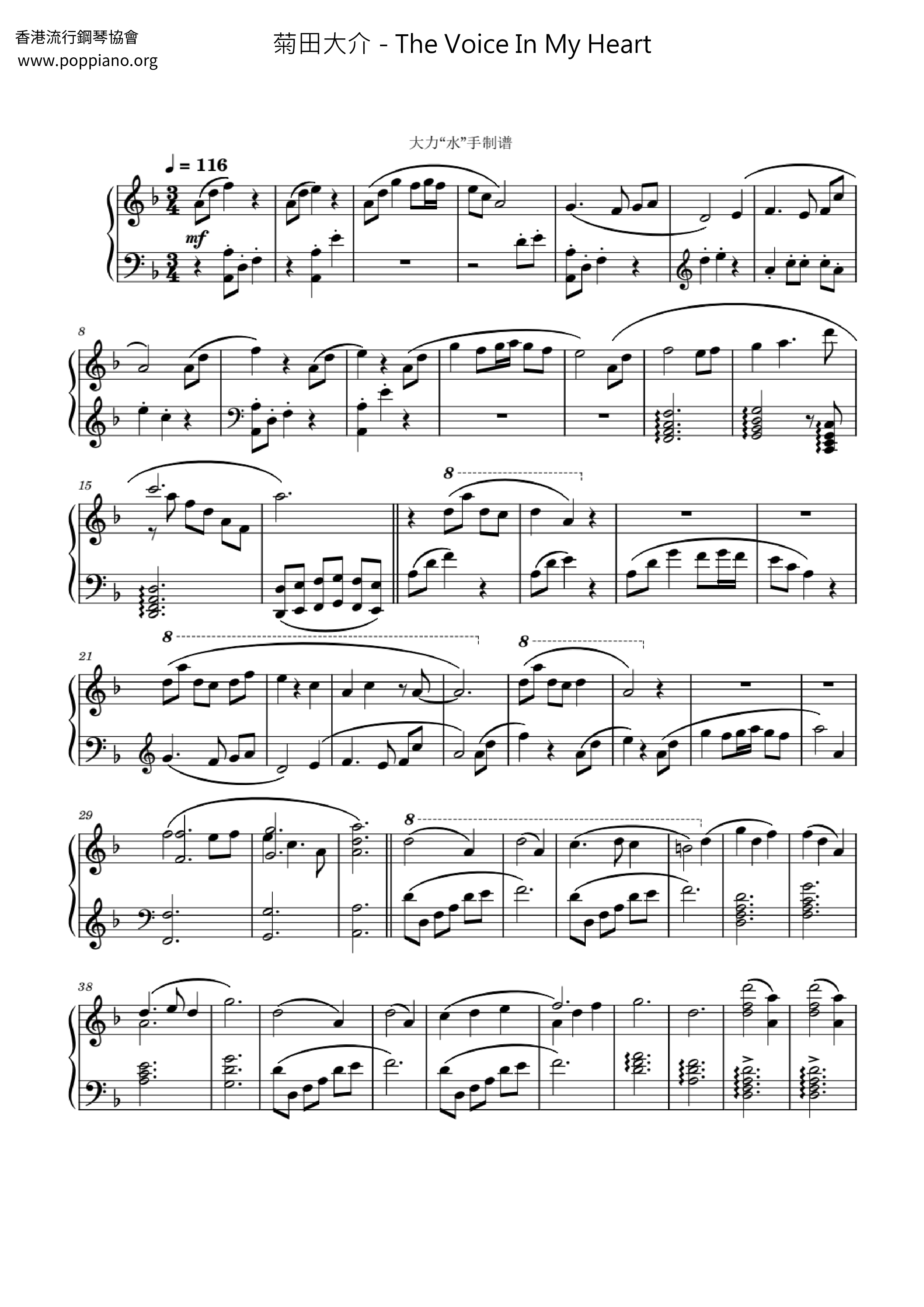 The Voice In My Heart Score