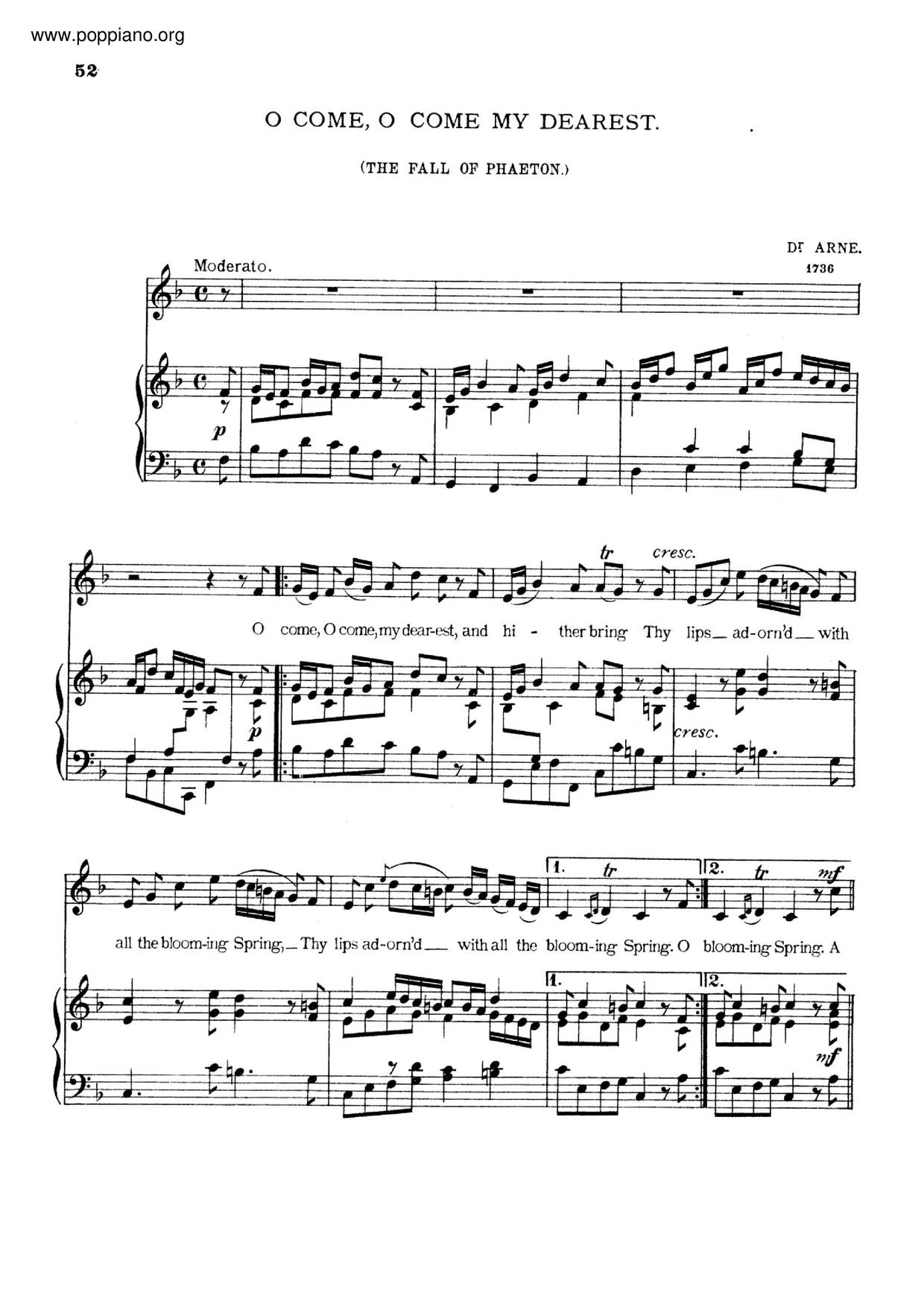 O Come, O Come My Dearest Score