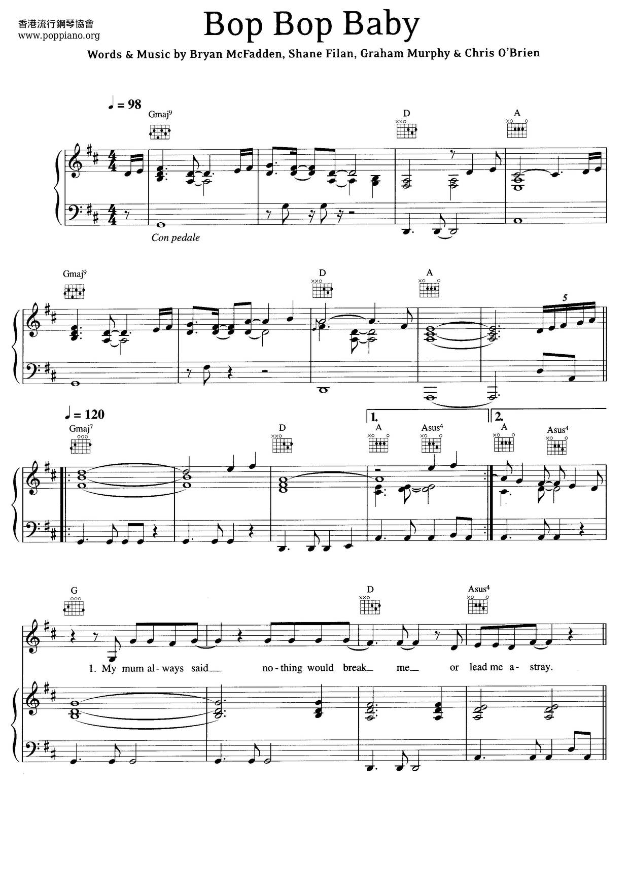Bop Bop Baby Score