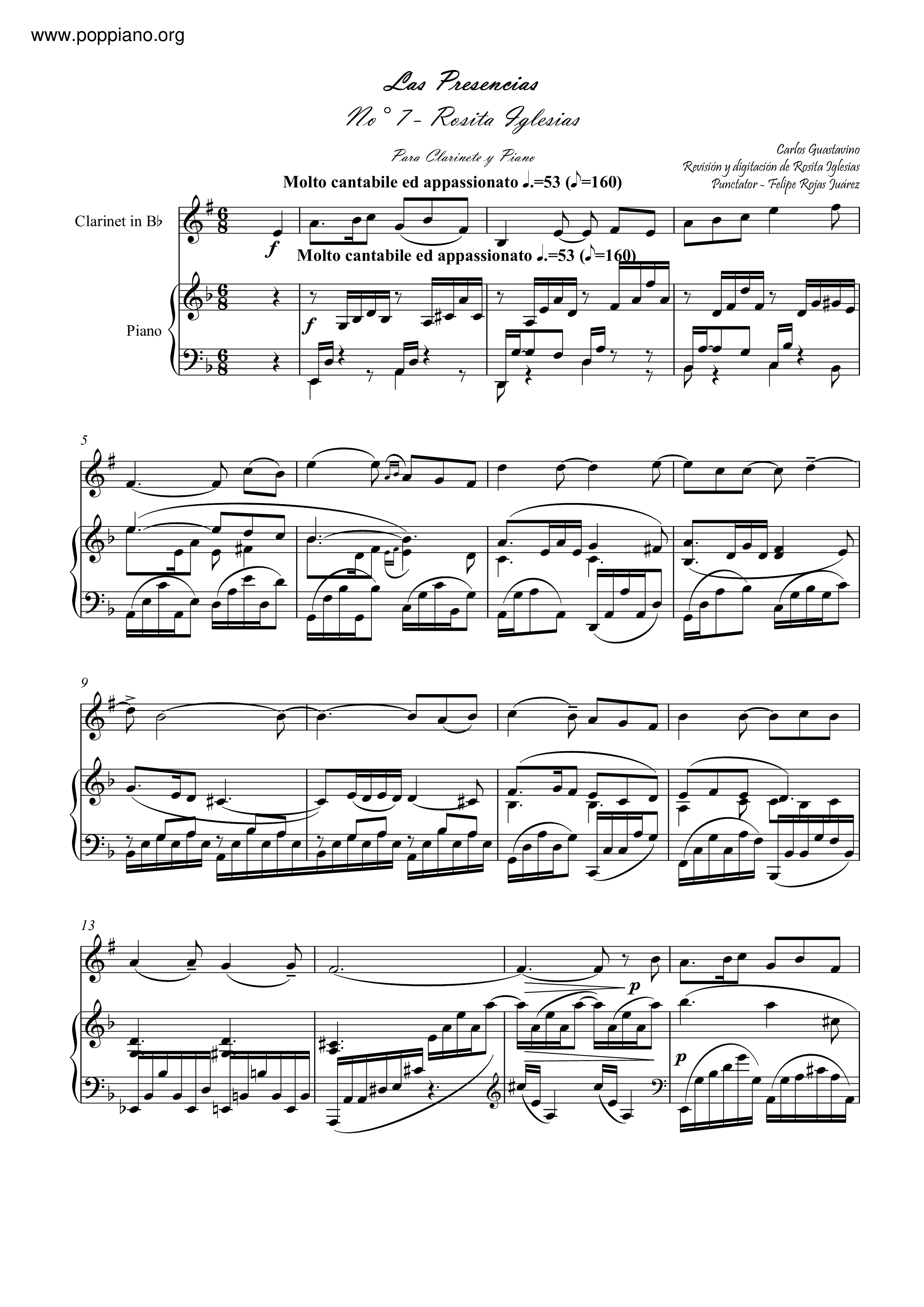 Las Presencias No.7 Rosita Iglesias Score