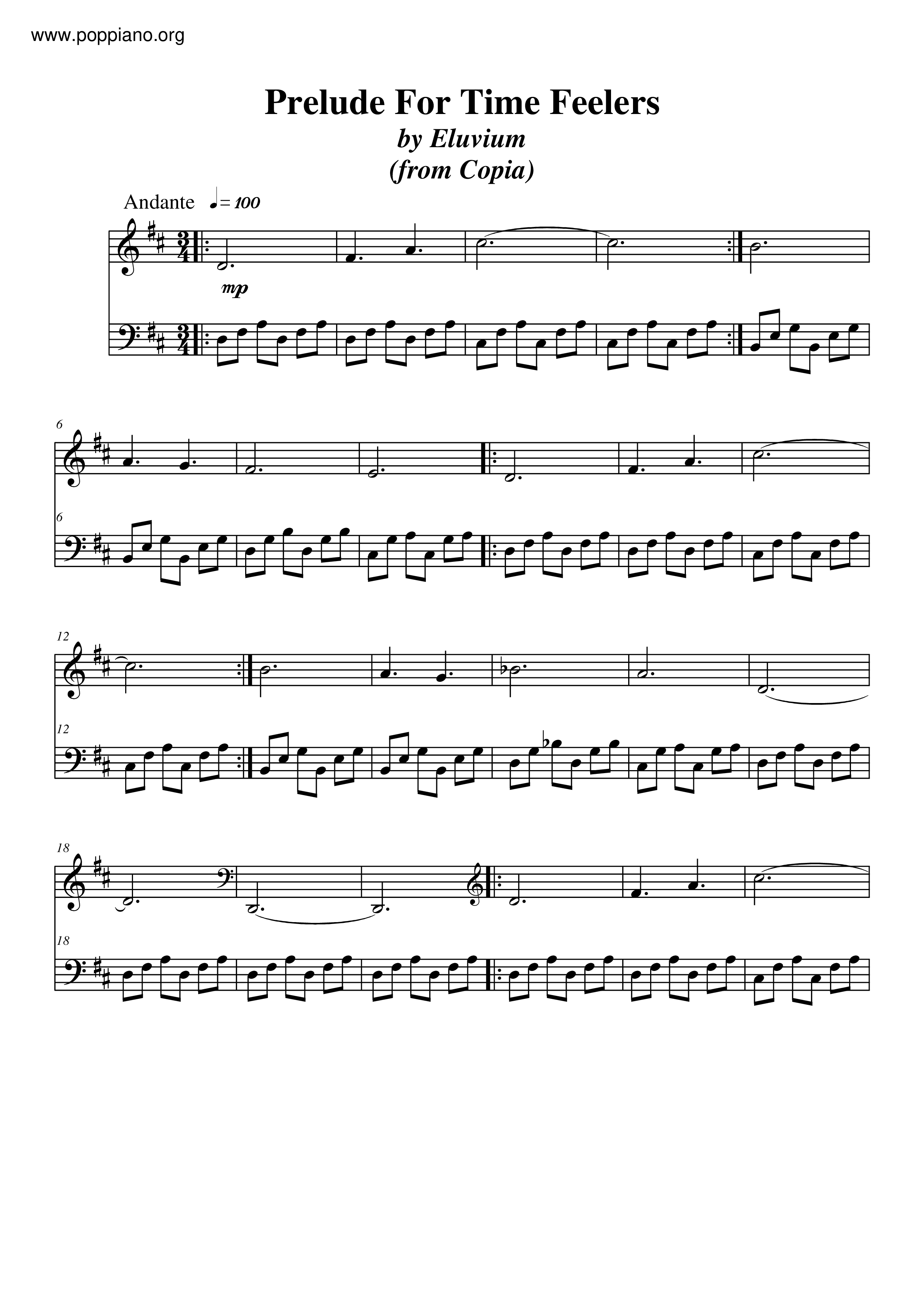 Prelude For Time Feelers Score