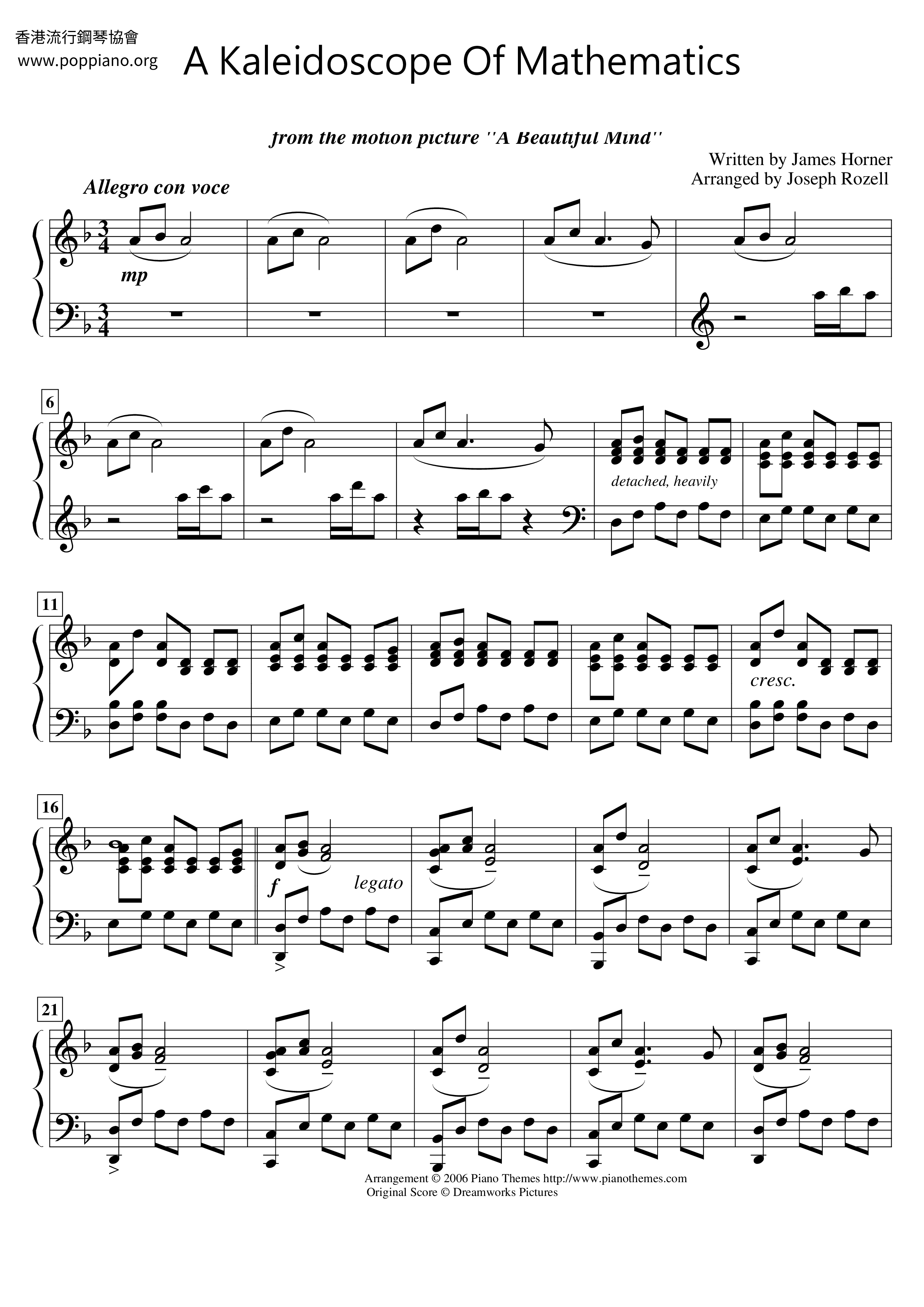 A Beautiful Mind - A Kaleidoscope Of Mathematics Score