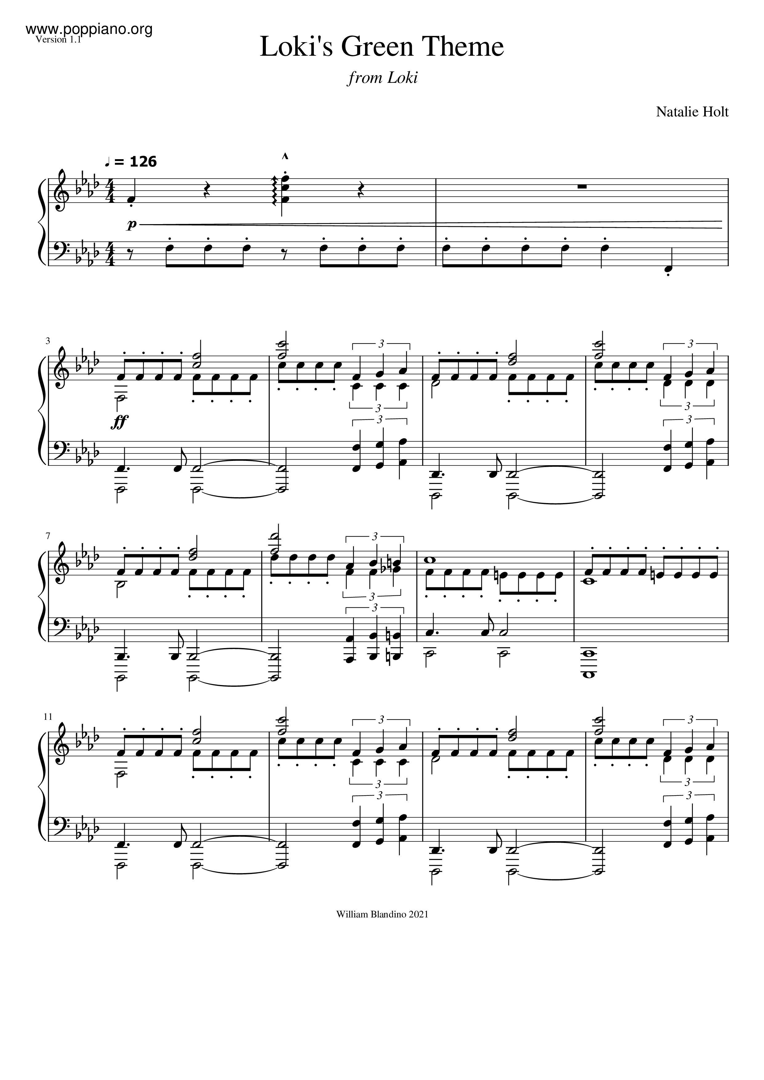 Loki's Green Theme Score