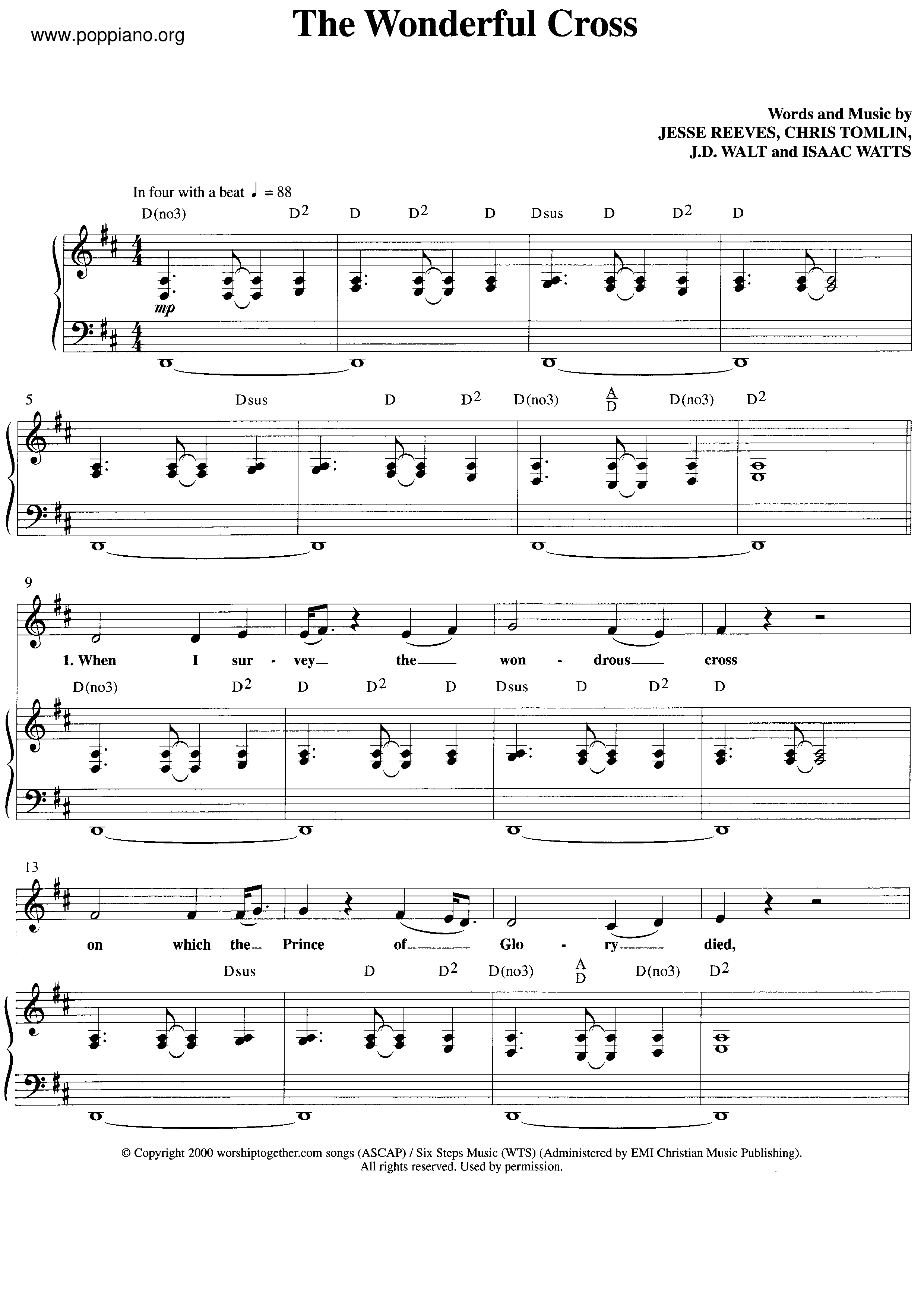 The Wonderful Cross琴谱