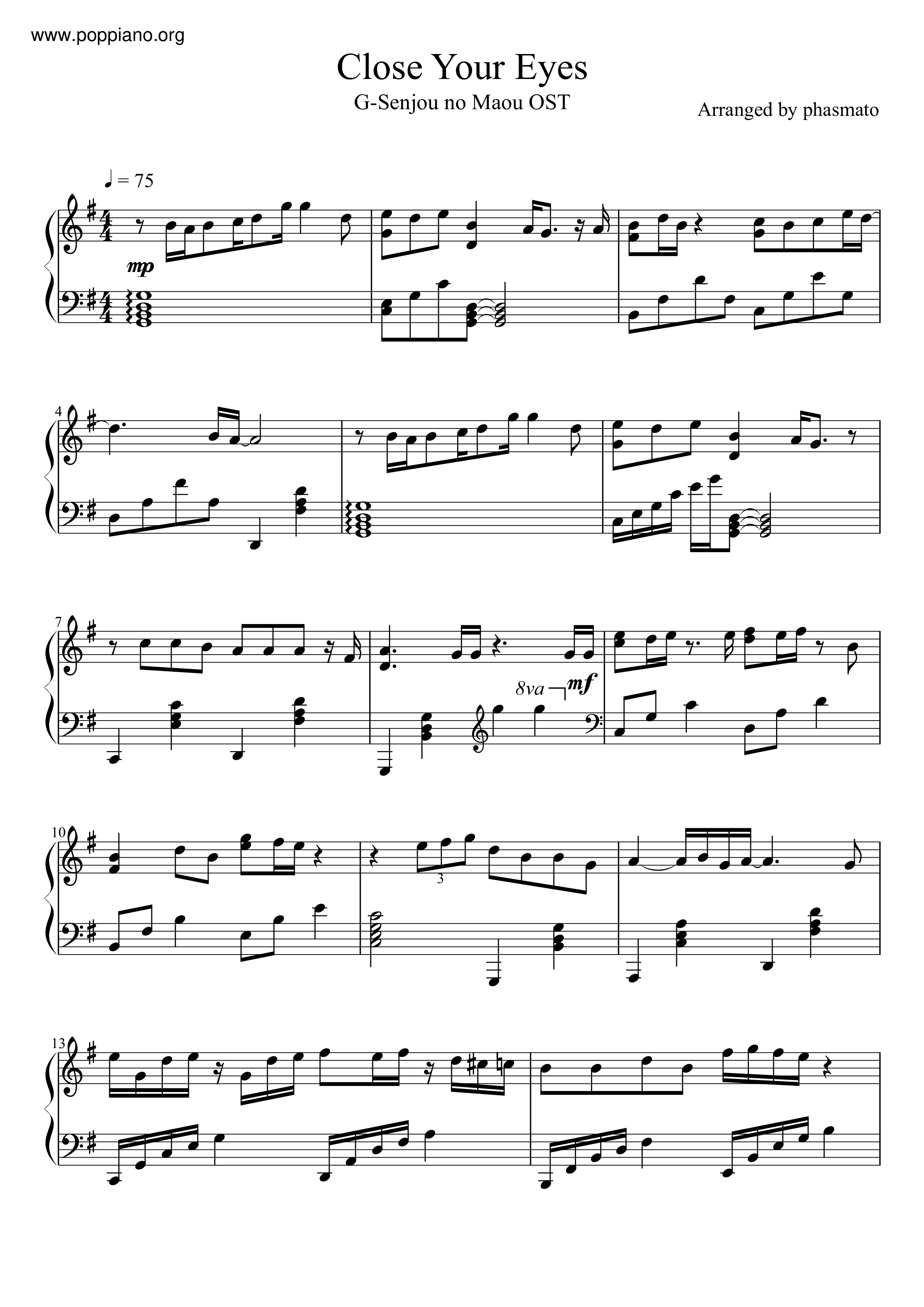  Close Your Eyes Sheet Music Pdf Free Score Download
